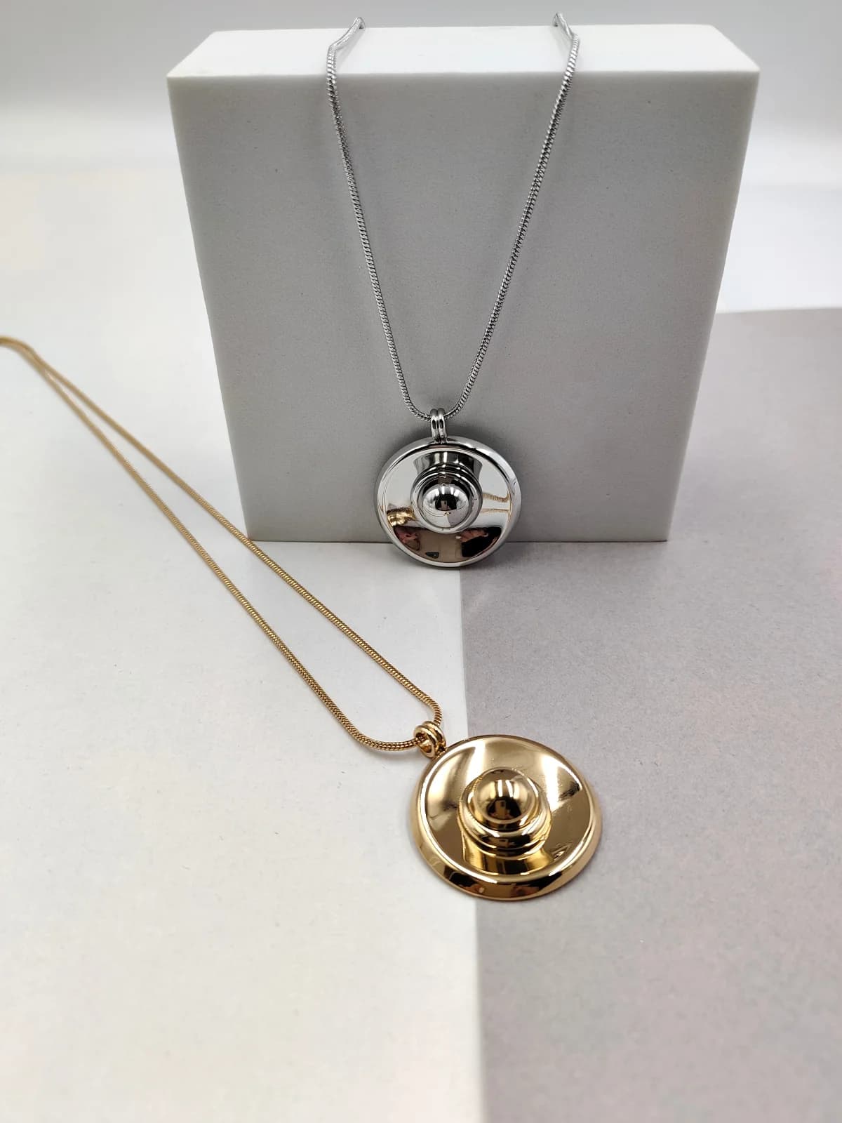 Stainless Steel Long Necklace with Round Motif by Magis Handmade Jewels