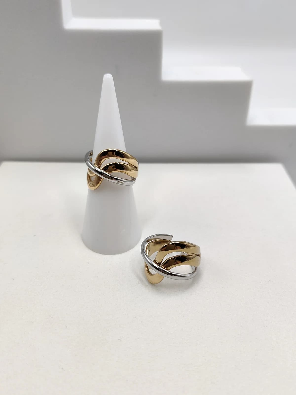 Stainless Steel Multi-Strand Two-Tone Ring by Magis Handmade Jewels