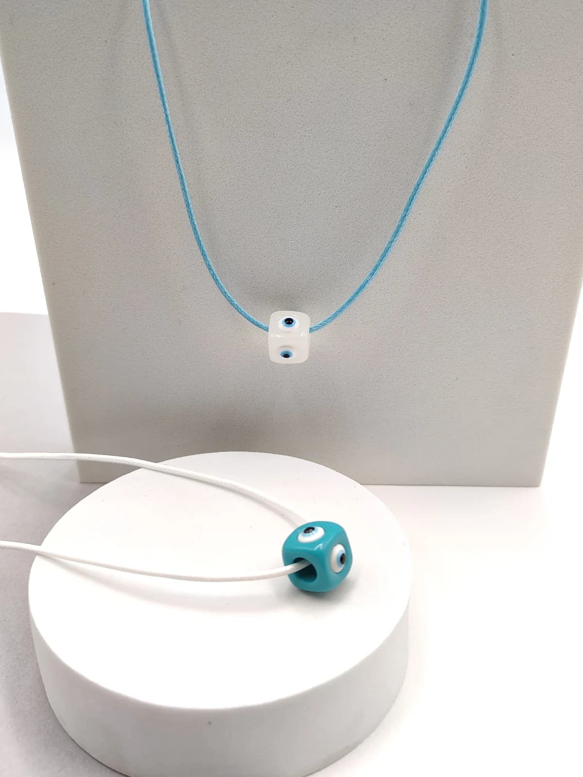 Necklace with Cord and Cube with Evil Eye by Magis Handmade Jewels