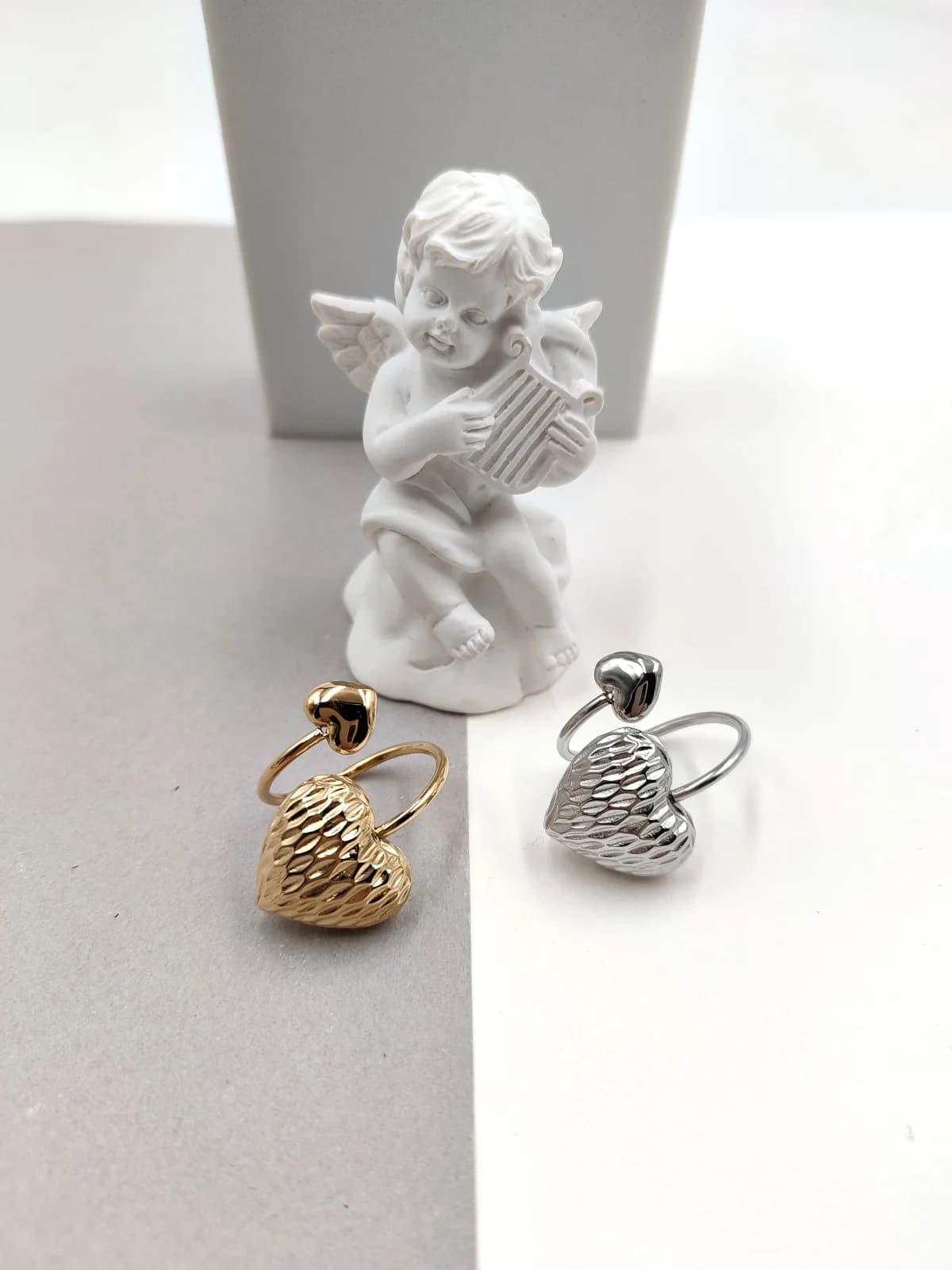 Stainless Steel Ring with Hearts by Magis Handmade Jewels