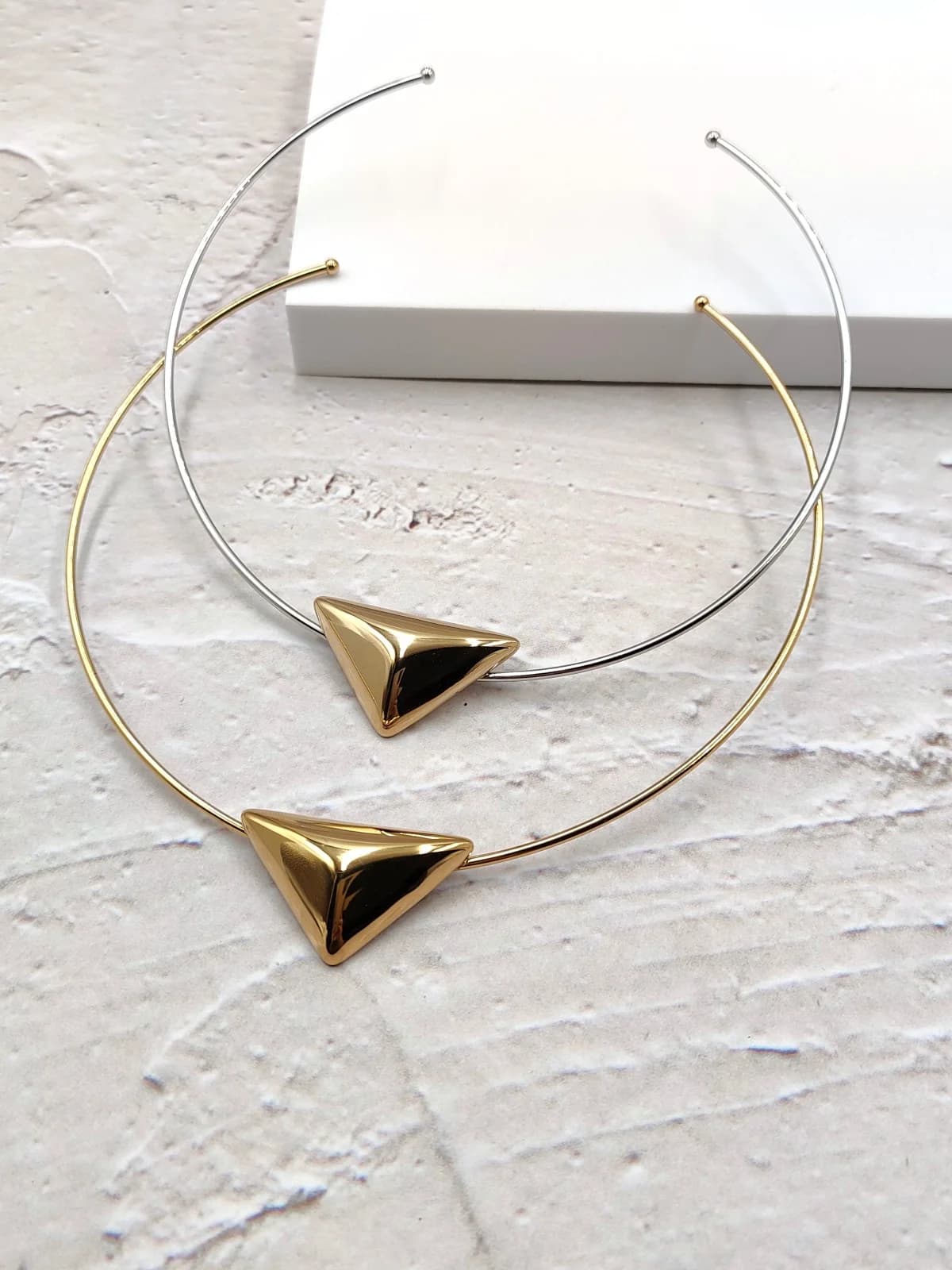 Stainless Steel Choker Necklace with Domed Triangle by Magis Handmade Jewels