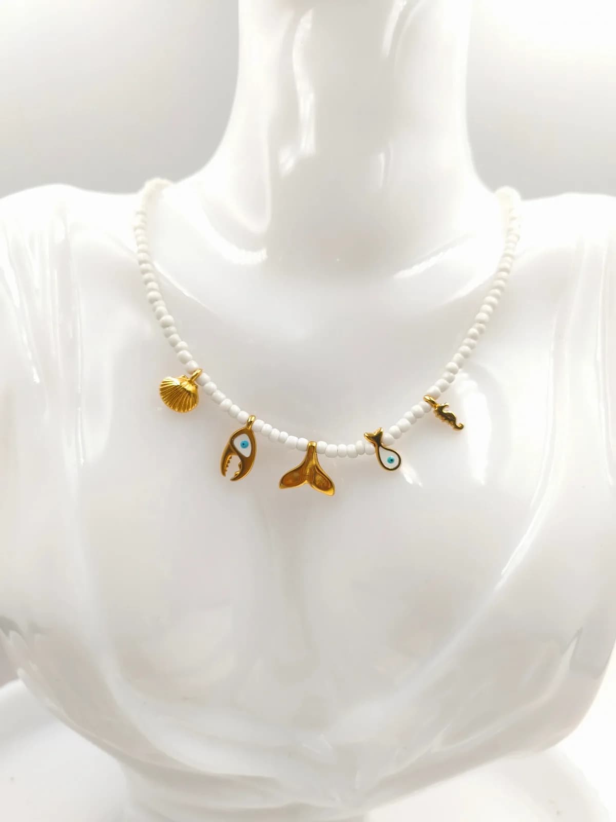 Necklace with Glass Beads and Gold-Plated Details by Magis Handmade Jewels