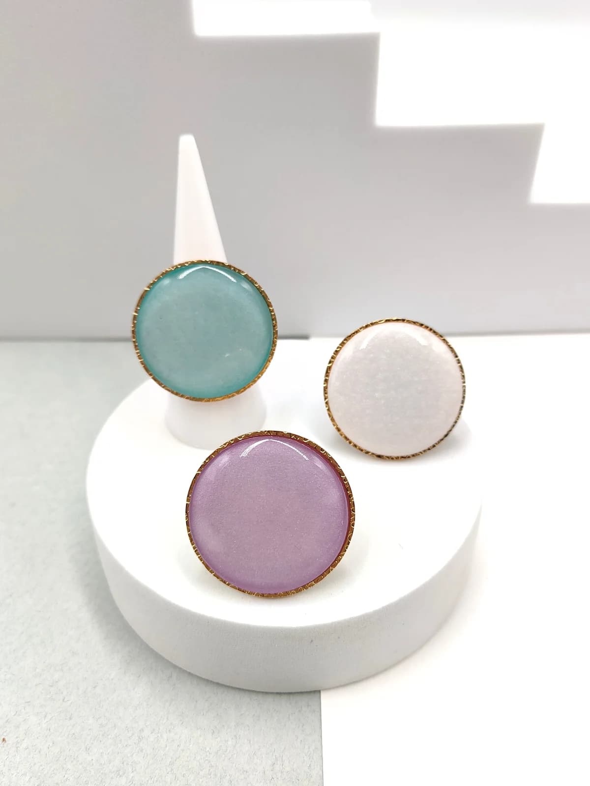 Stainless Steel Round Ring with Resin by Magis Handmade Jewels