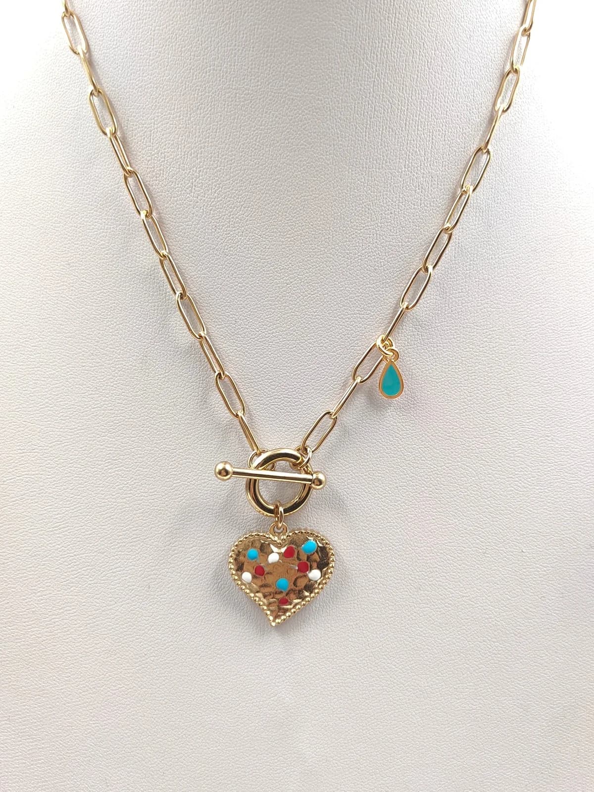 Stainless Steel Necklace with Heart and Enamel by Magis Handmade Jewels