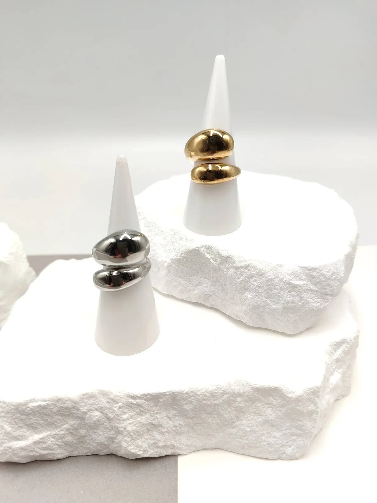 Stainless Steel Double Ring with Oval Ends by Magis Handmade Jewels