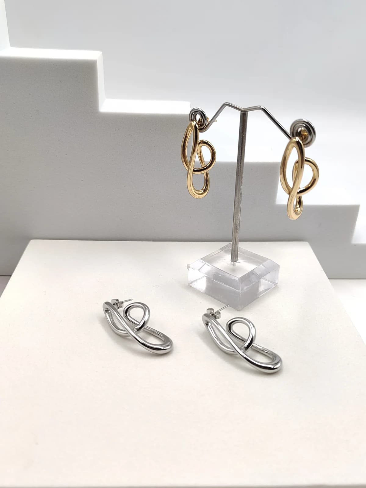 Stainless Steel Irregular Earrings by Magis Handmade Jewels