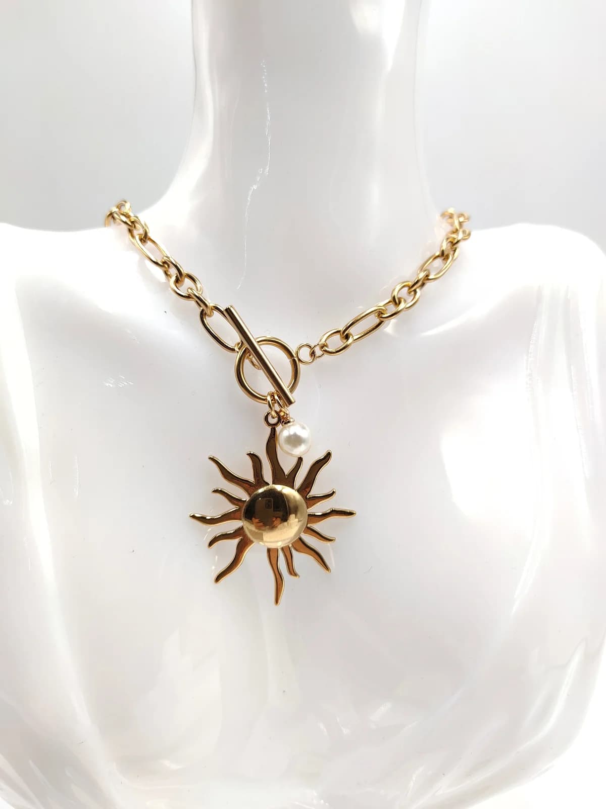 Stainless Steel Necklace with Sun Pendant by Magis Handmade Jewels