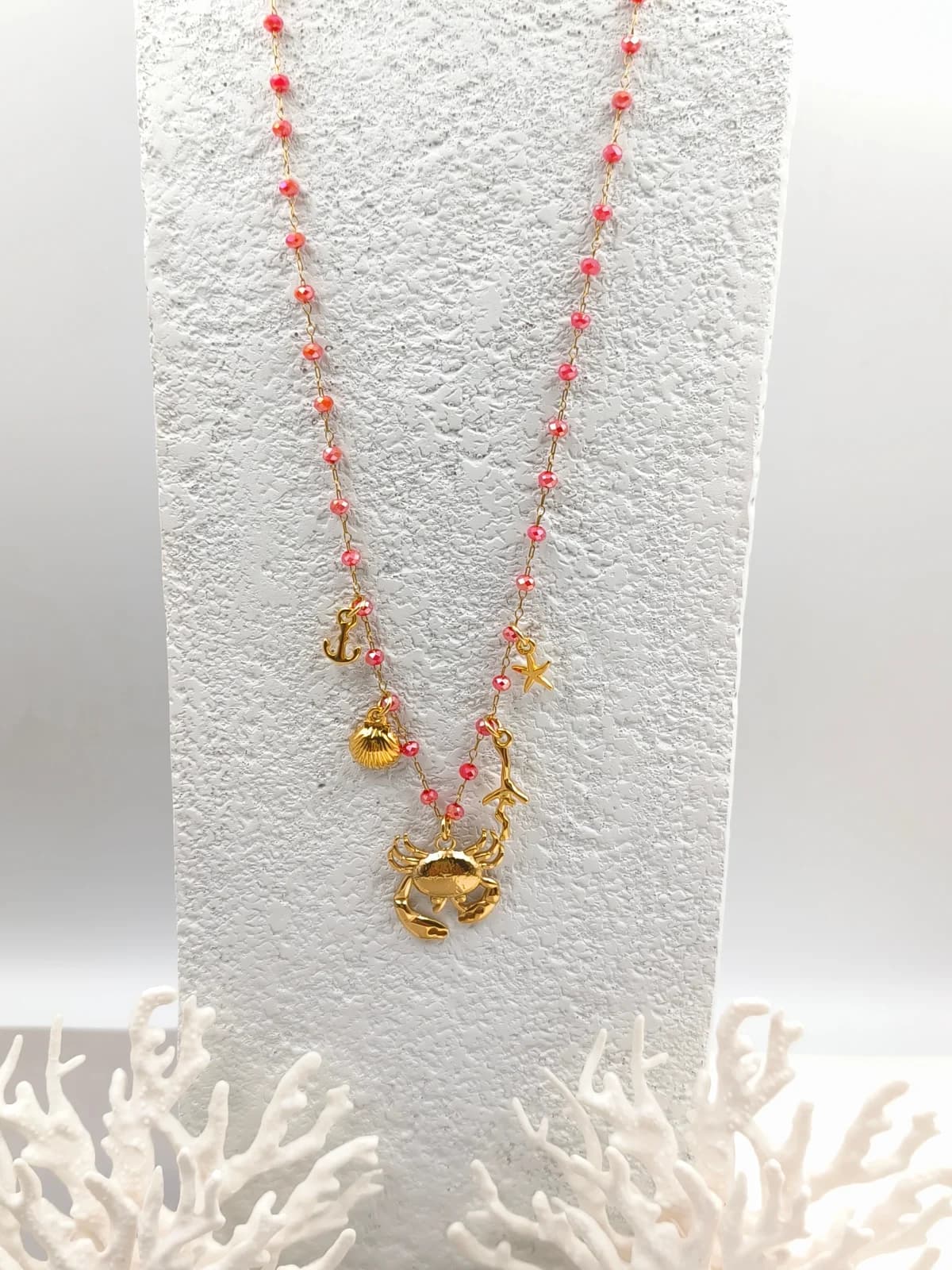 Stainless Steel Necklace with Crystals and Gold-Plated Details by Magis Handmade Jewels