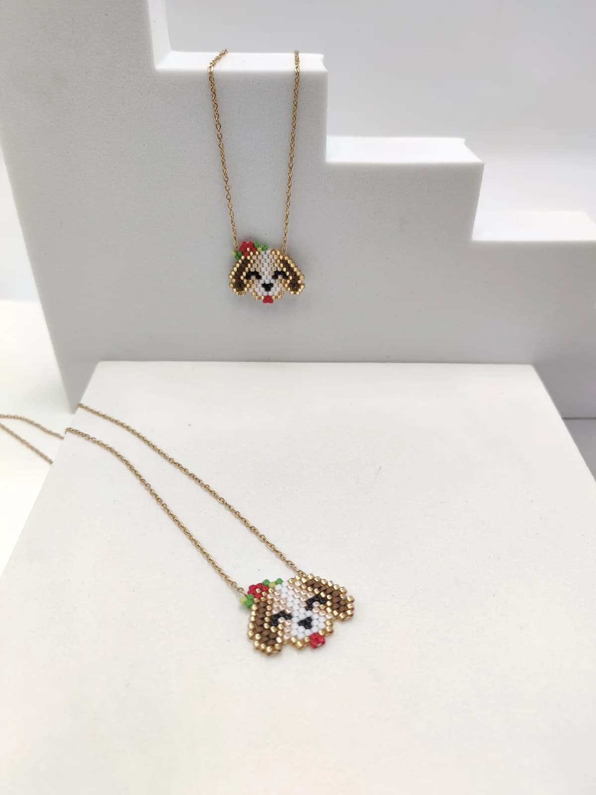 Stainless Steel Necklace with Miyuki Beads and Dog by Magis Handmade Jewels