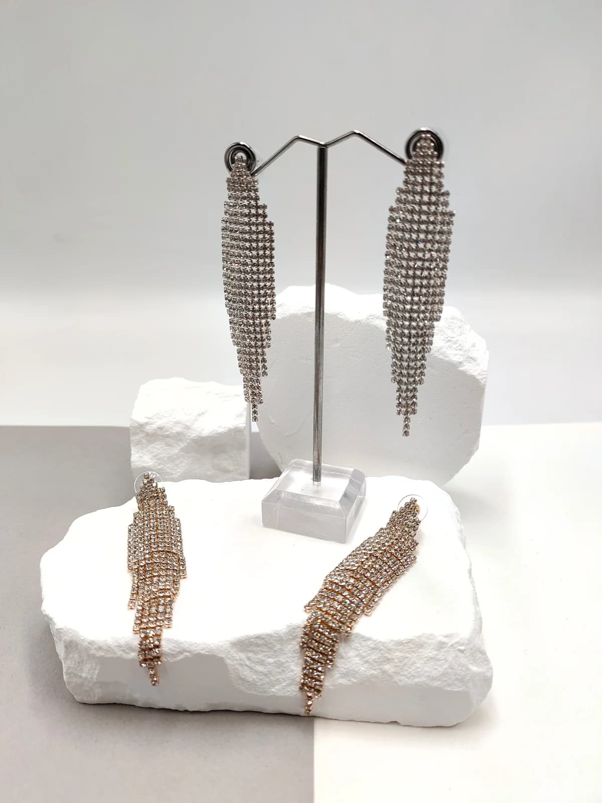 Gold-Plated Earrings with Rhinestones by Magis Handmade Jewels