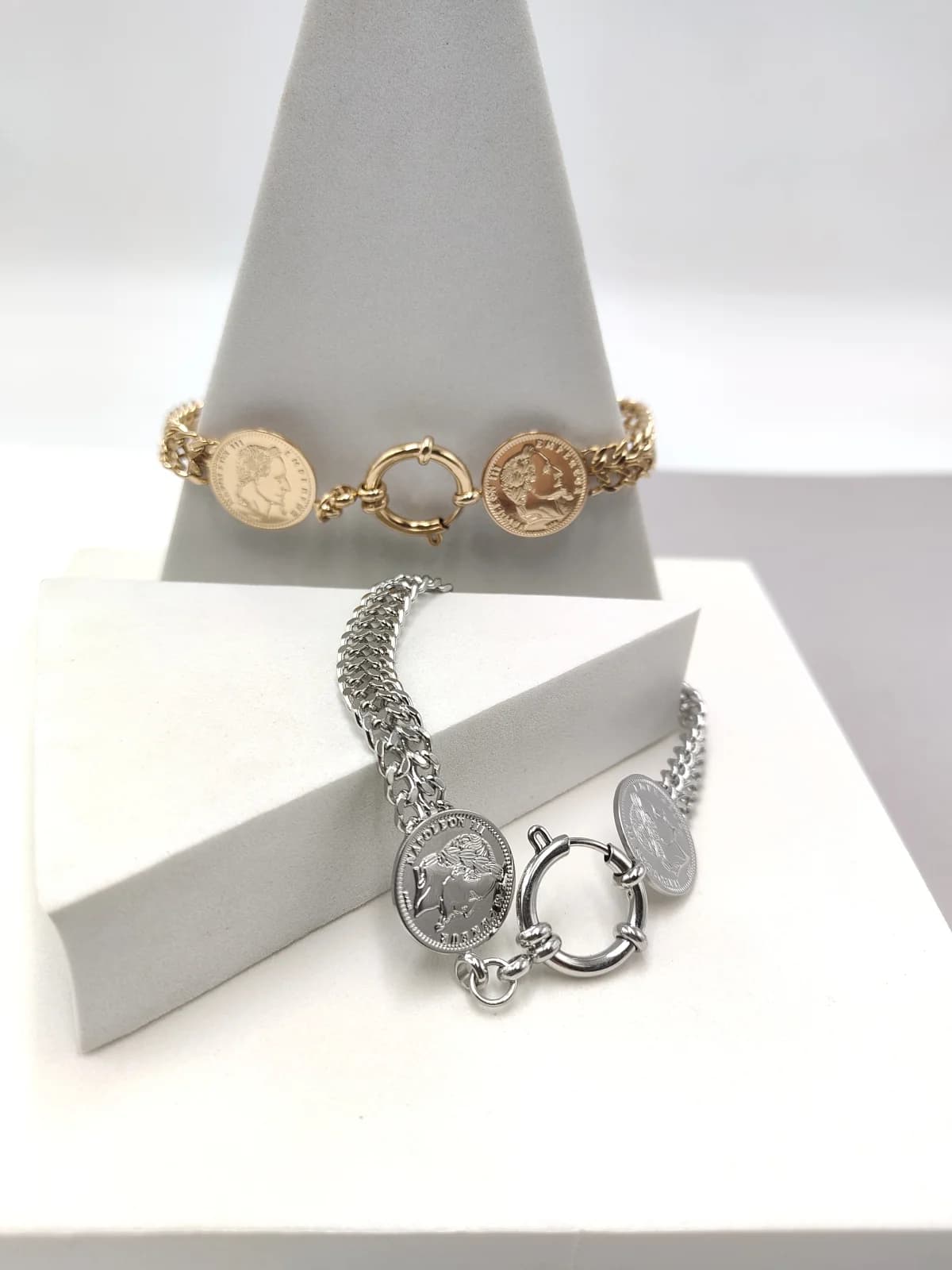 Stainless Steel Bracelet with Embossed Designs by Magis Handmade Jewels