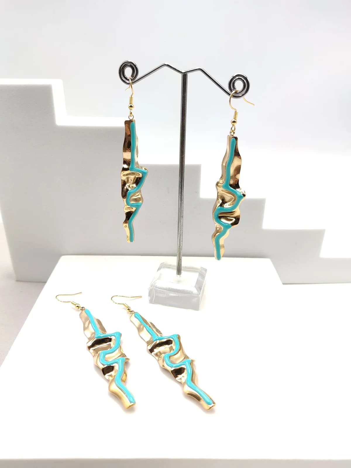 Stainless Steel Irregular Earrings with Enamel by Magis Handmade Jewels