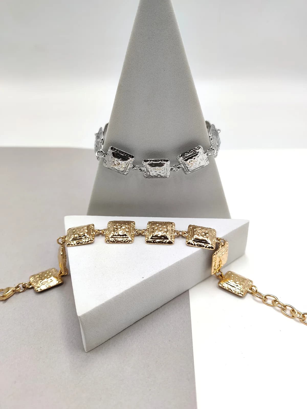 Stainless Steel Bracelet with Embossed Squares by Magis Handmade Jewels