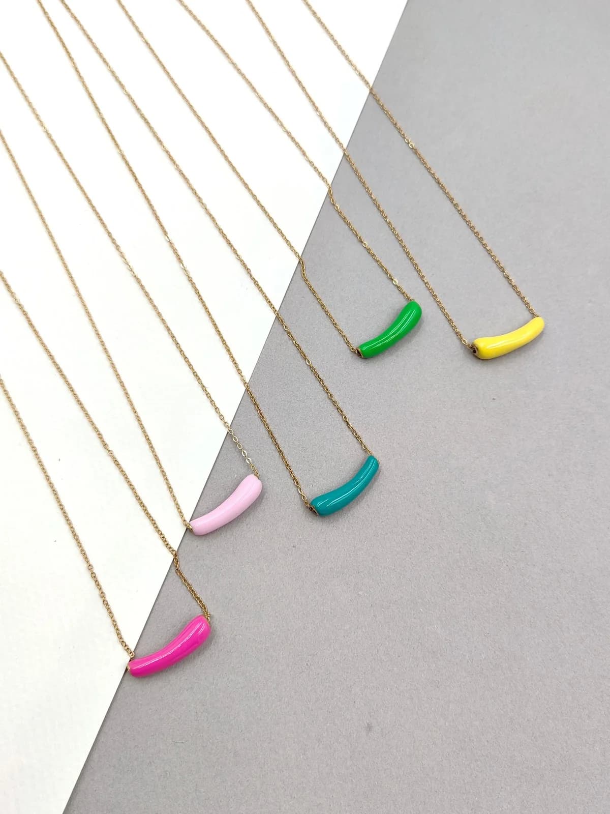 Stainless Steel Necklace with Enamel Bar by Magis Handmade Jewels