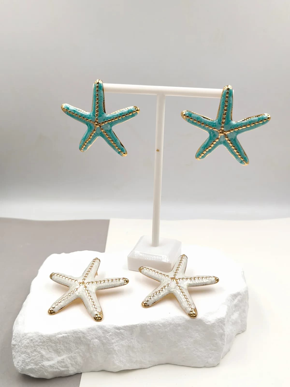 Stainless Steel Starfish Earrings with Enamel by Magis Handmade Jewels