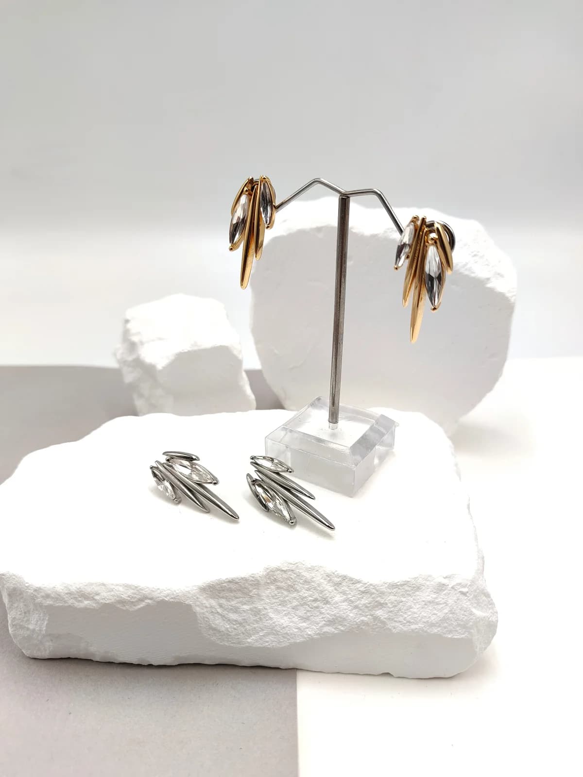 Stainless Steel Earrings with Crystals by Magis Handmade Jewels