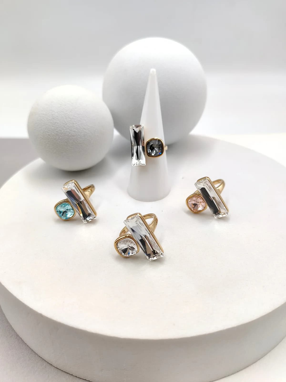 Stainless Steel Ring with Crystals by Magis Handmade Jewels