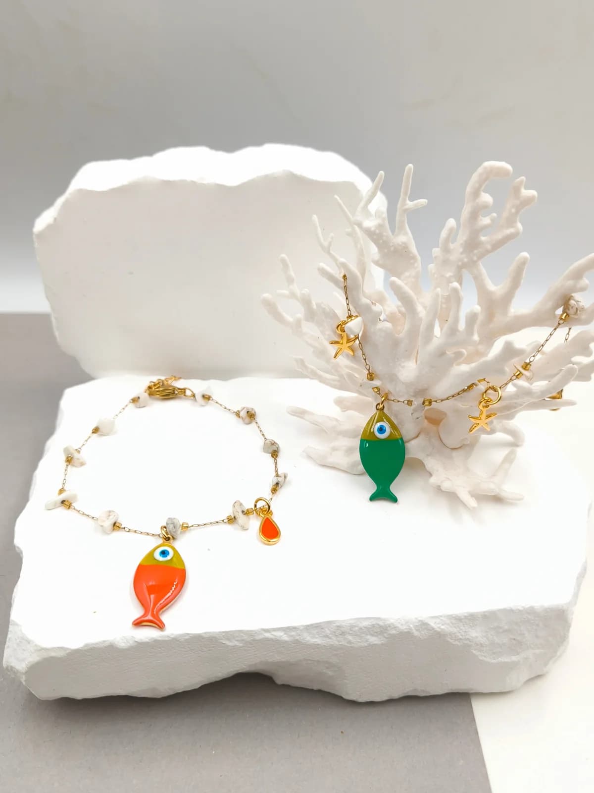 Stainless Steel Bracelet with Gold-Plated Details and Enamel by Magis Handmade Jewels