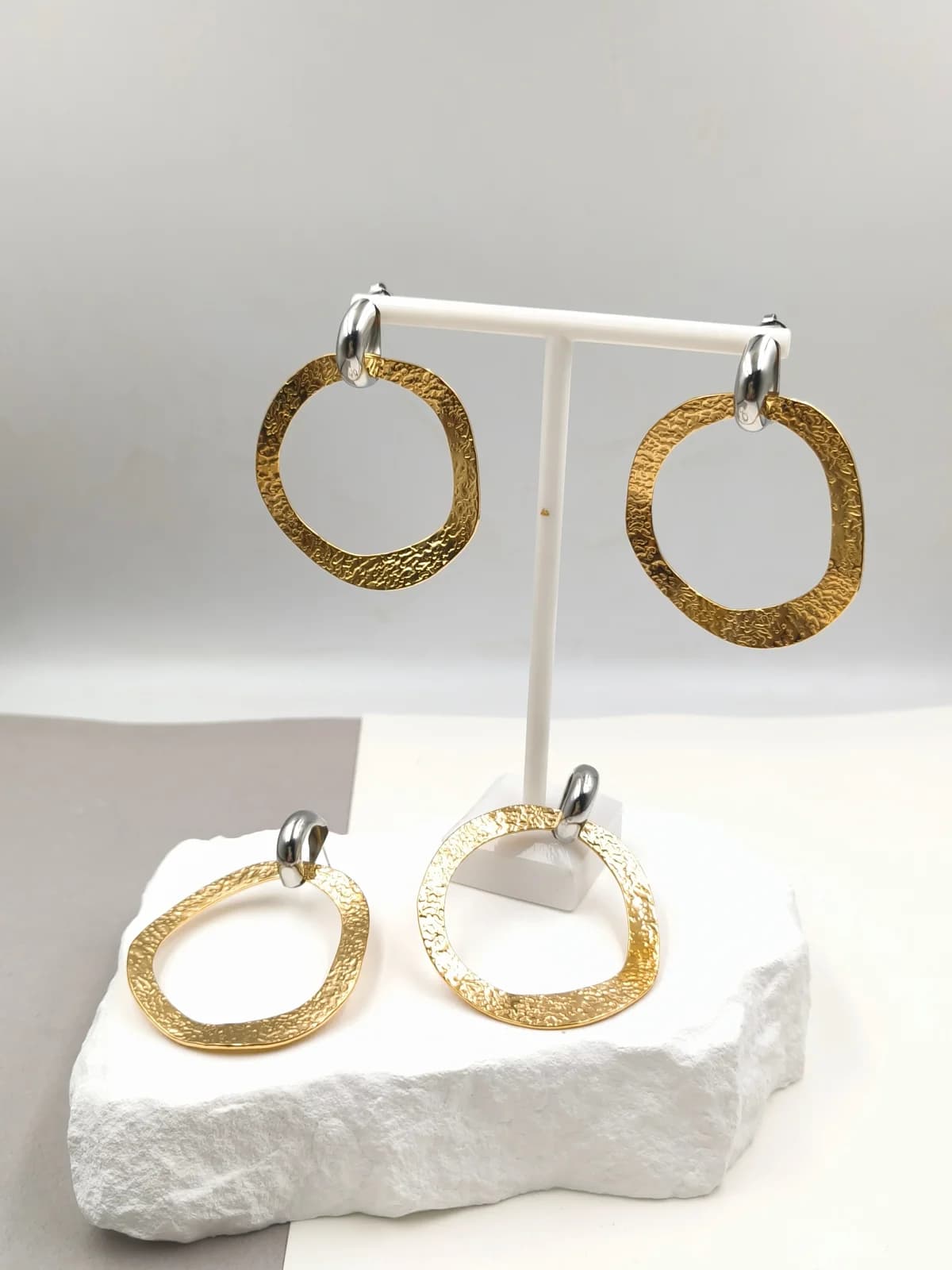 Stainless Steel Two-Tone Earrings by Magis Handmade Jewels