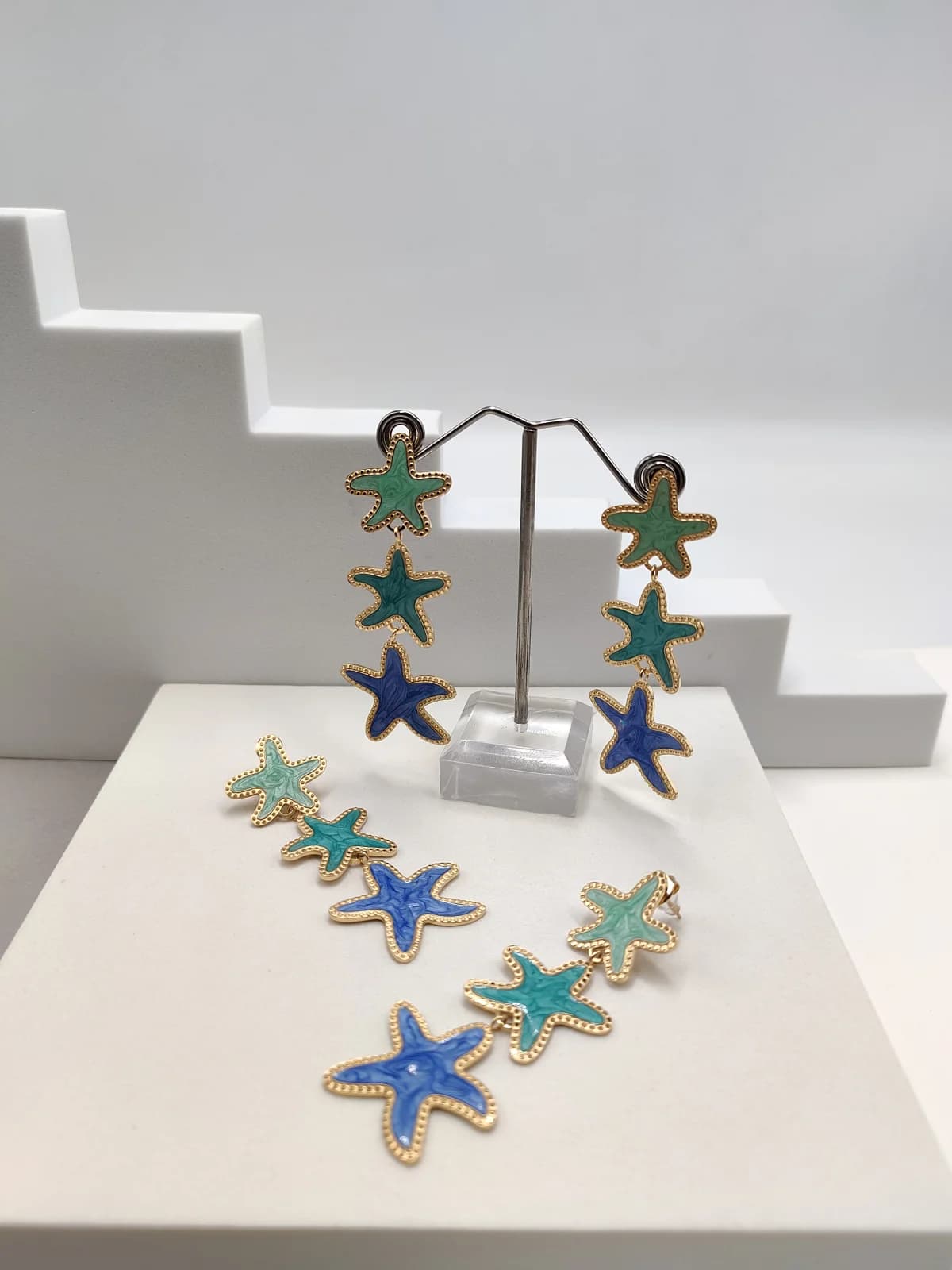 Stainless Steel Earrings with Starfish and Enamel by Magis Handmade Jewels