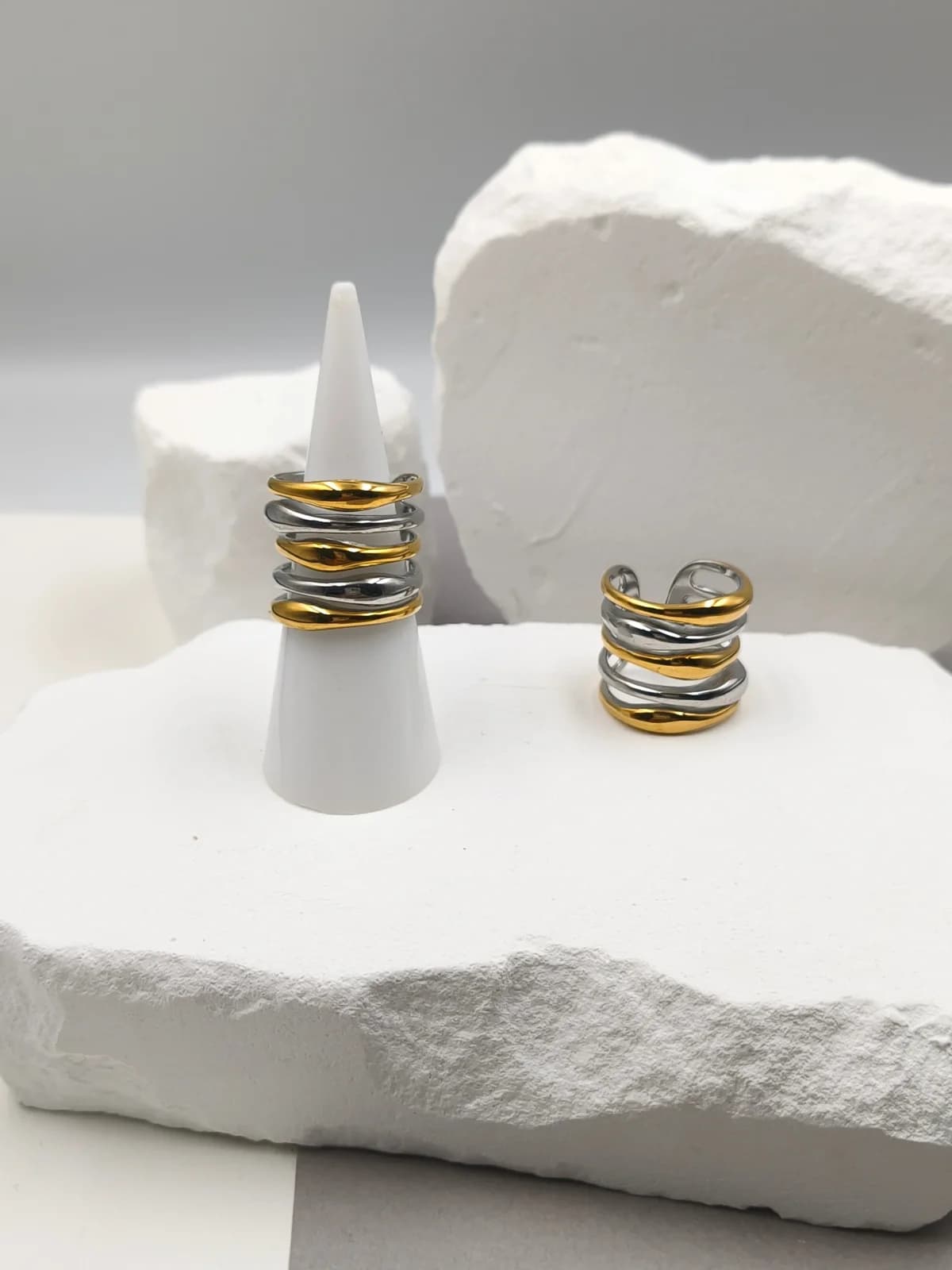 Stainless Steel Multi-Strand Two-Tone Ring by Magis Handmade Jewels