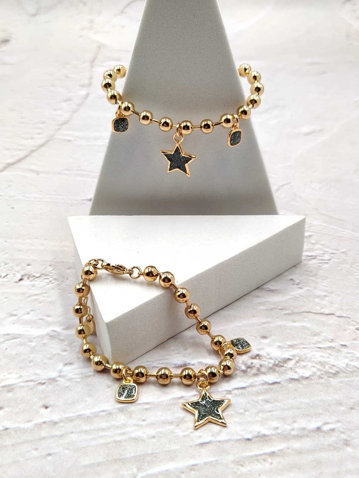 Stainless Steel Bracelet with Beads and Gold-Plated Motif by Magis Handmade Jewels