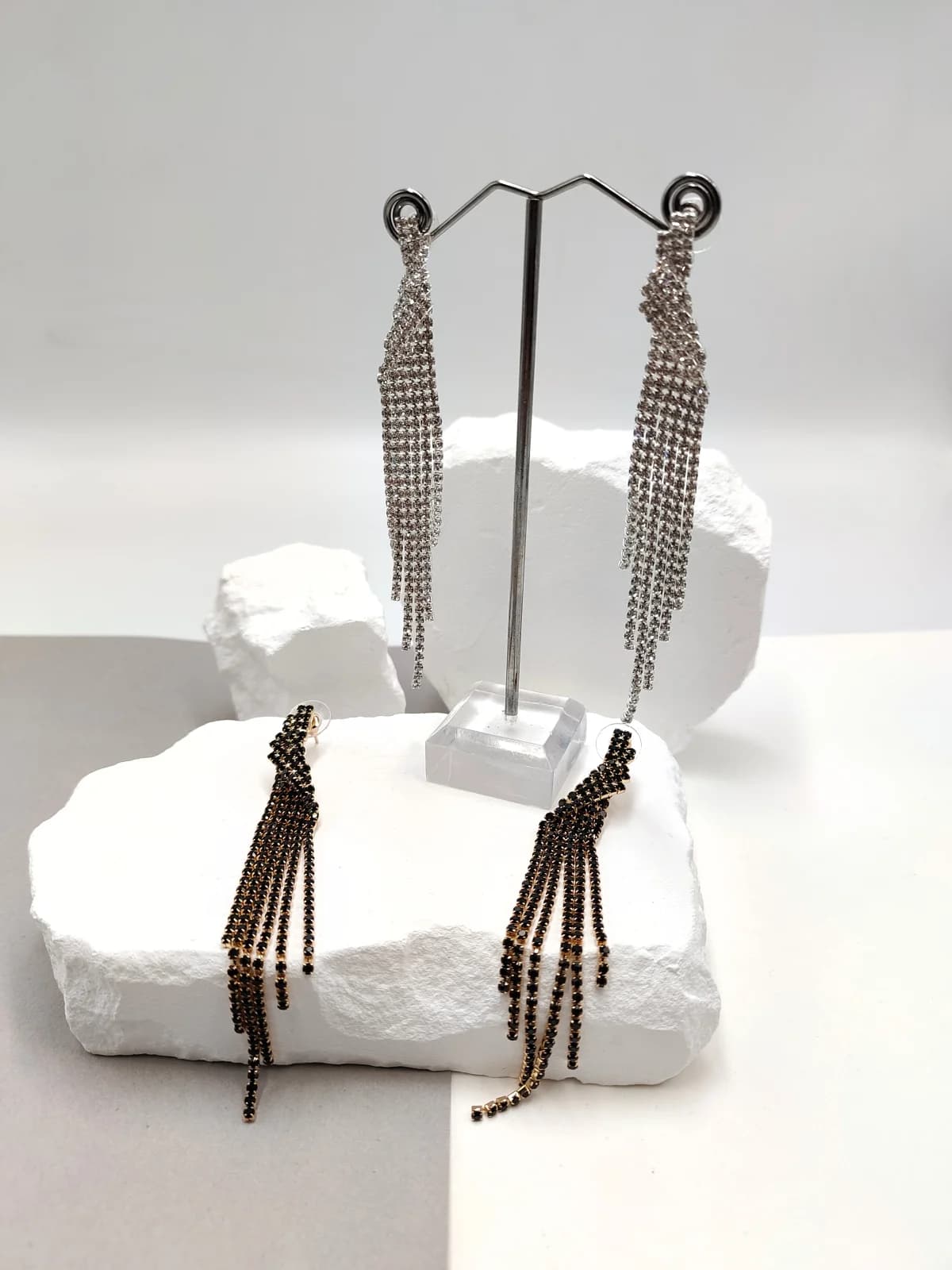 Gold-Plated Earrings with Rhinestones by Magis Handmade Jewels
