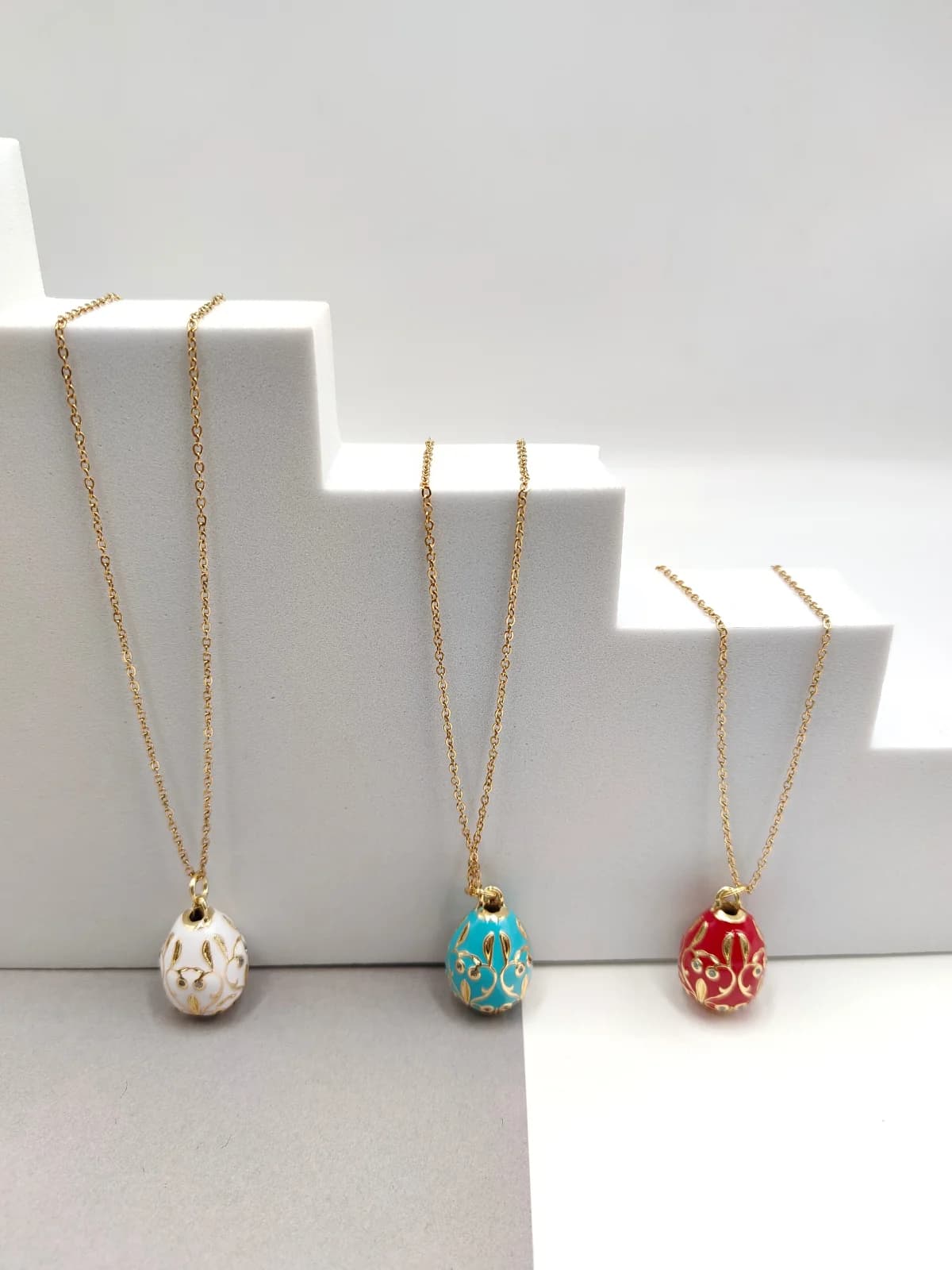 Stainless Steel Necklace with Egg Motif and Enamel by Magis Handmade Jewels