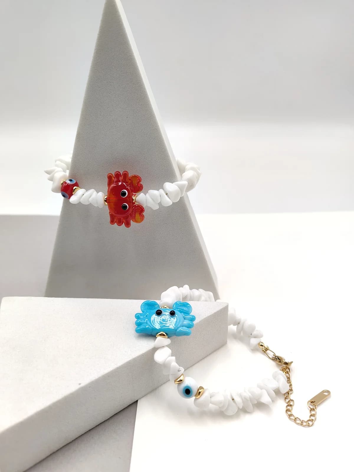 Stainless Steel Bracelet with Glass Beads and Crab by Magis Handmade Jewels