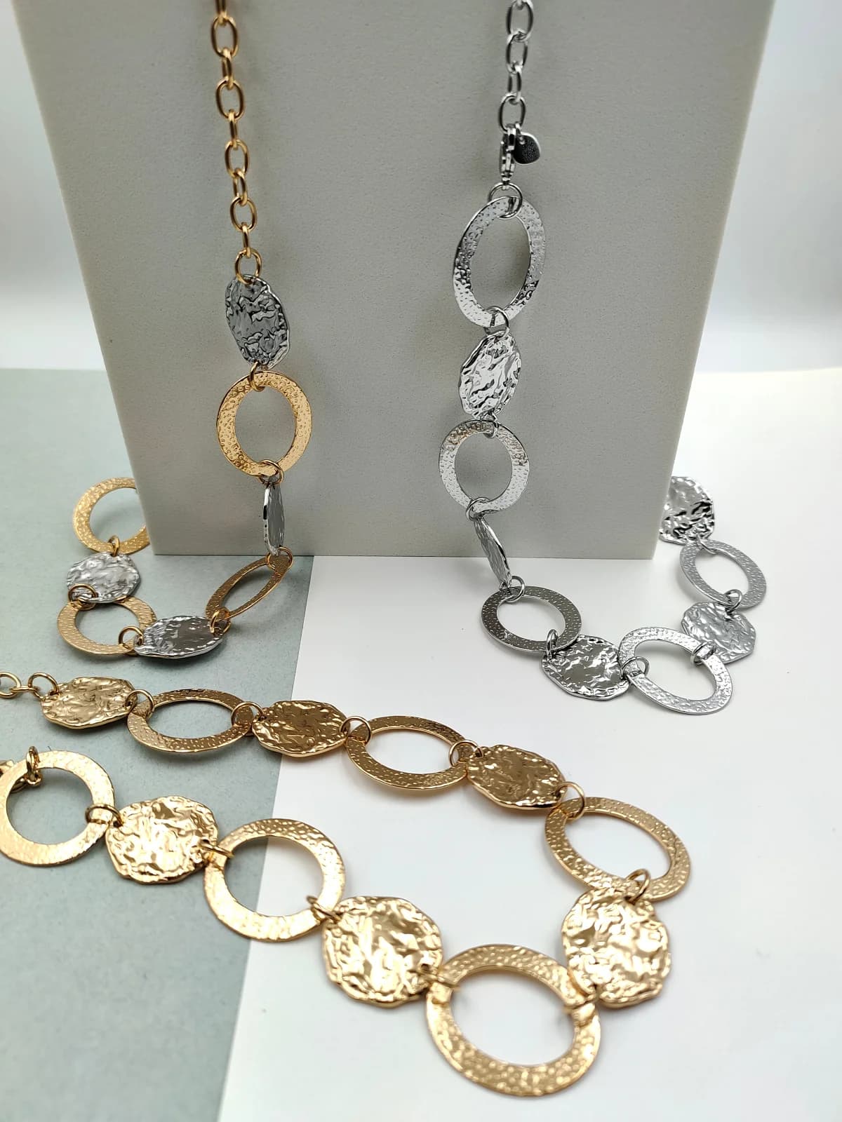 Stainless Steel Necklace with Hammered Motif by Magis Handmade Jewels