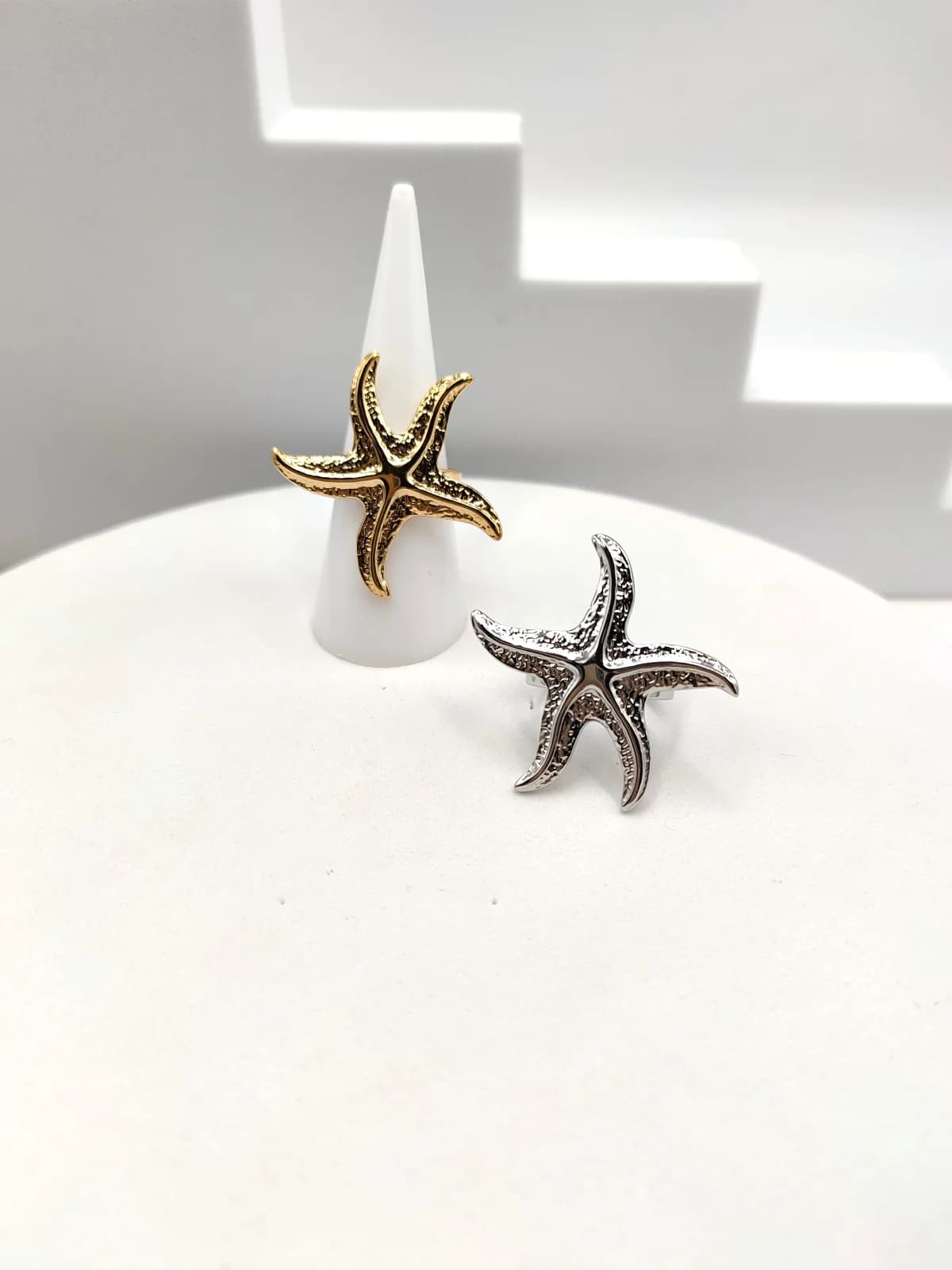 Stainless Steel Ring with Large Embossed Starfish by Magis Handmade Jewels
