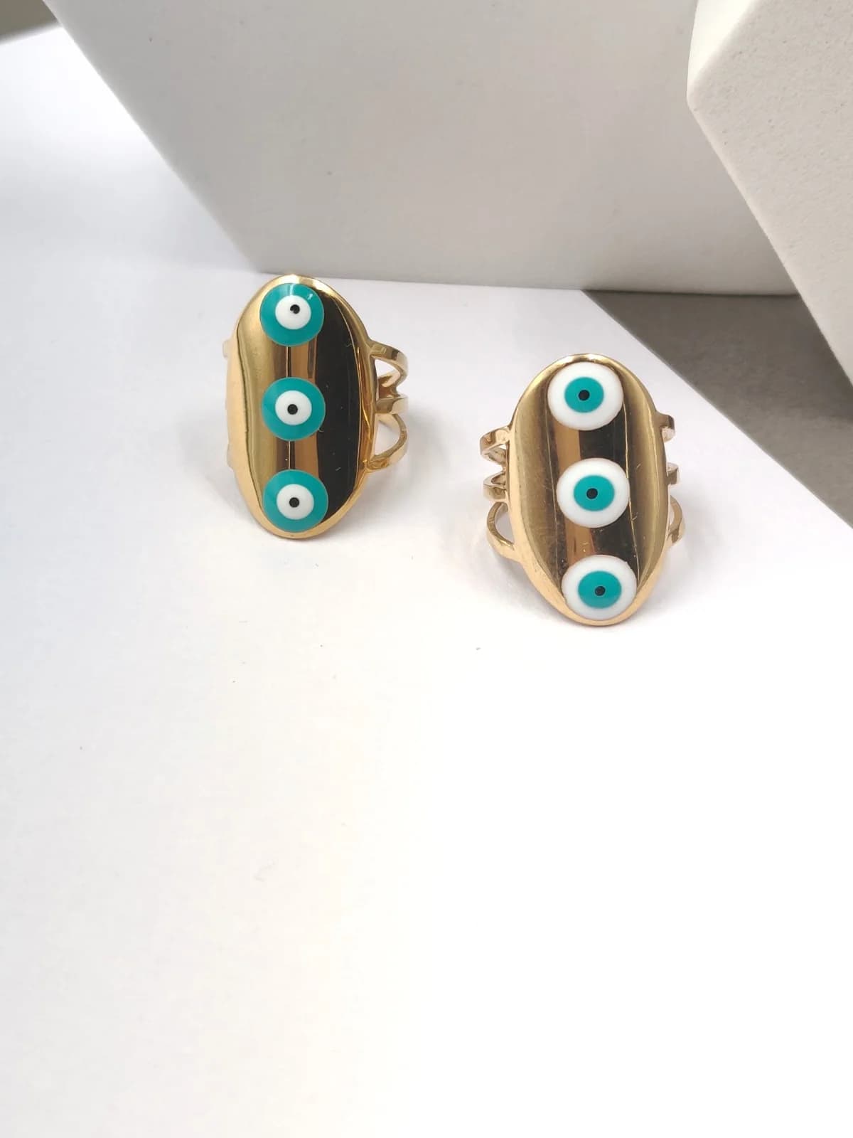 Stainless Steel Ring with Evil Eyes by Magis Handmade Jewels