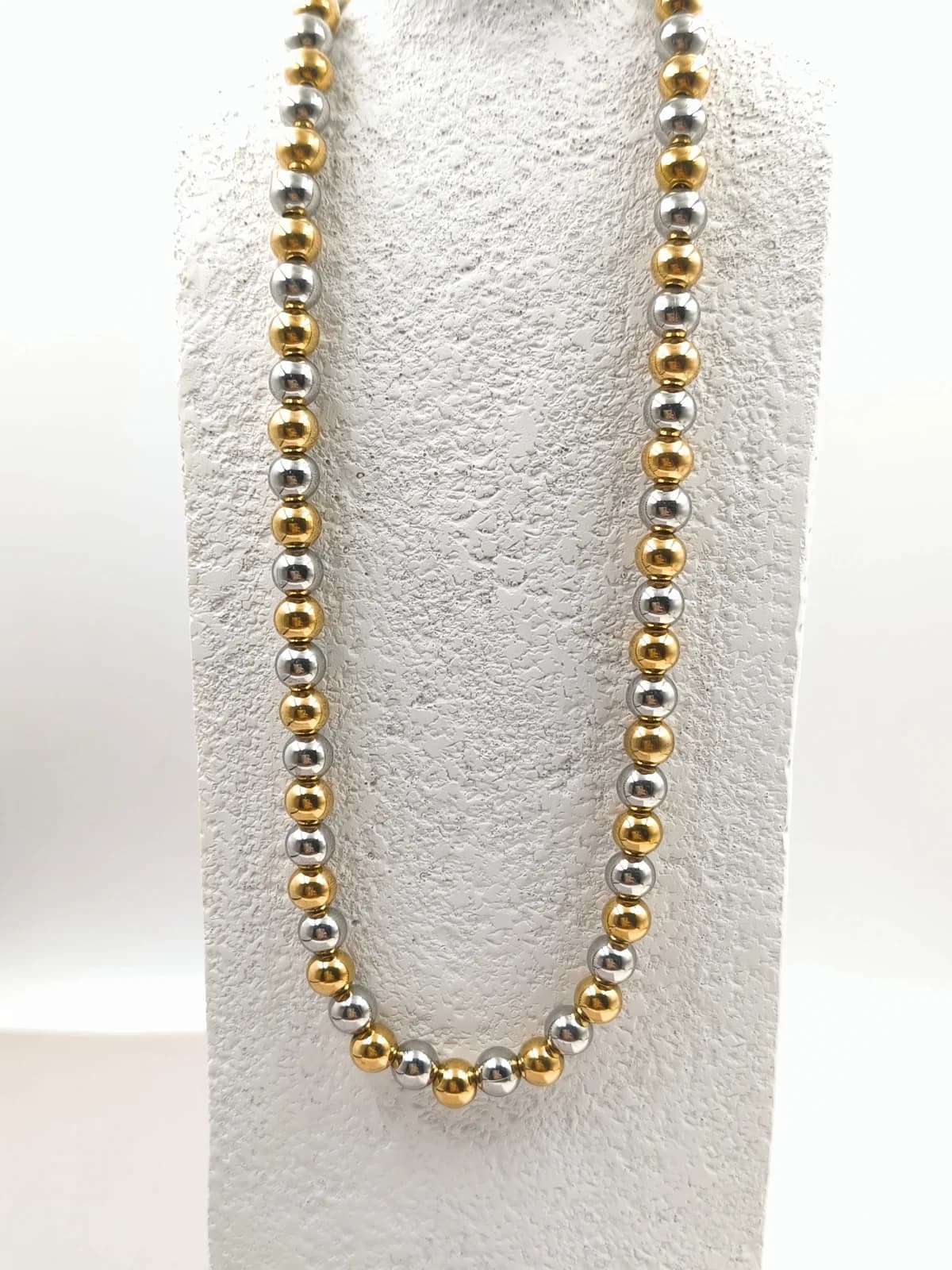 Stainless Steel Necklace with Two-Tone Beads by Magis Handmade Jewels