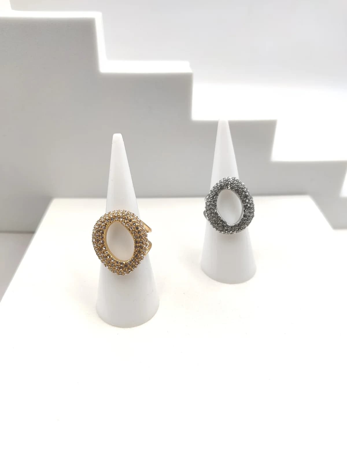 Stainless Steel Oval Ring with Zircon by Magis Handmade Jewels
