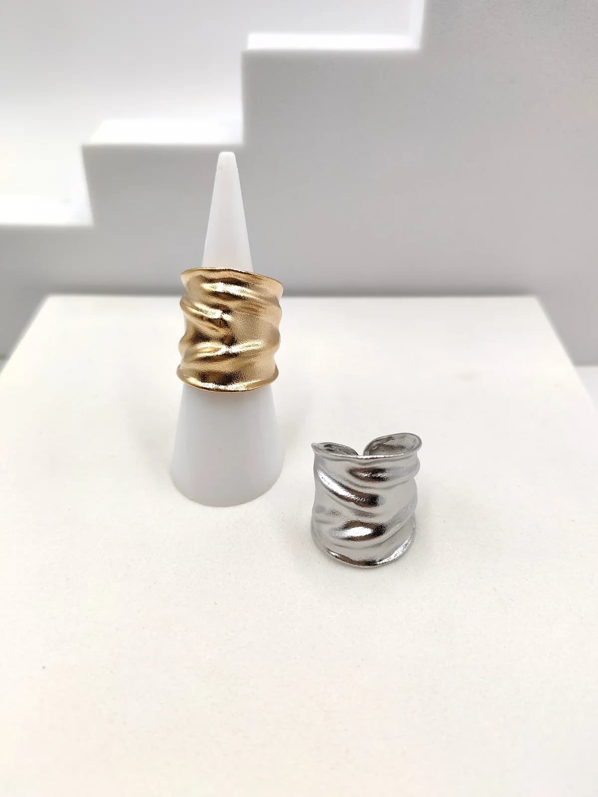 Stainless Steel Ring with Matte Satin-Finish Embossed Surface by Magis Handmade Jewels
