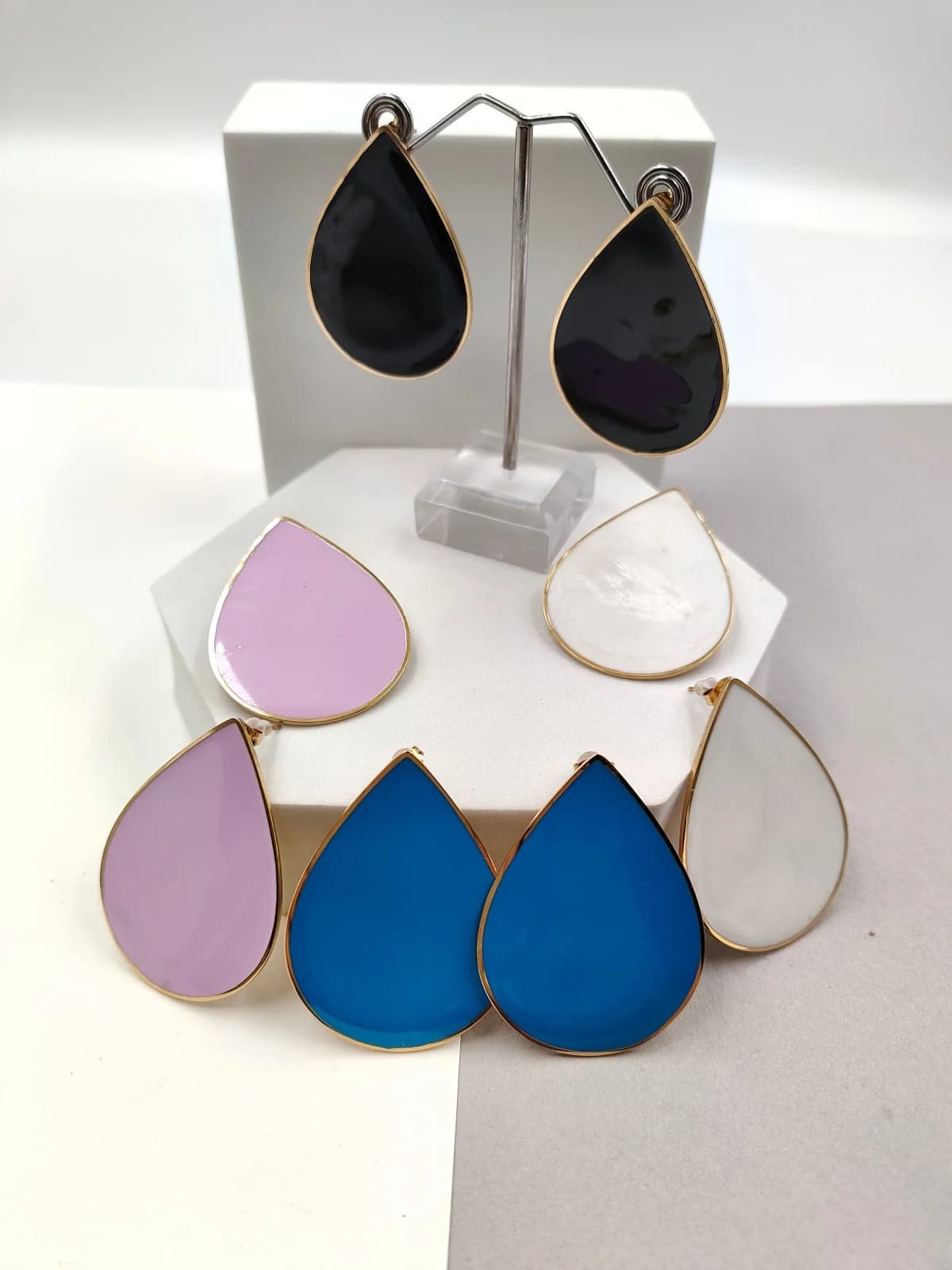 Stainless Steel Drop Earrings with Enamel by Magis Handmade Jewels