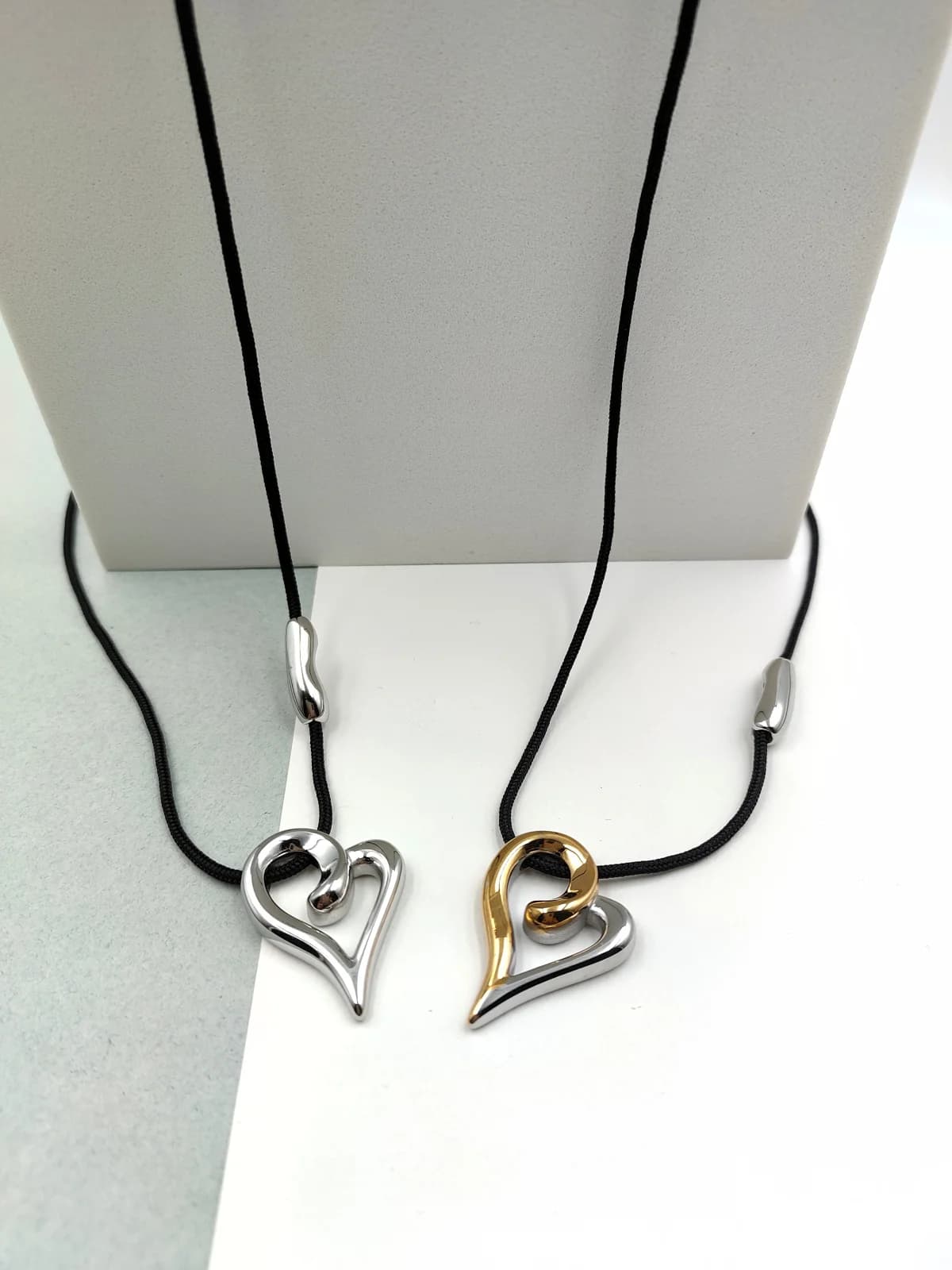 Necklace with Cord and Stainless Steel Heart by Magis Handmade Jewels