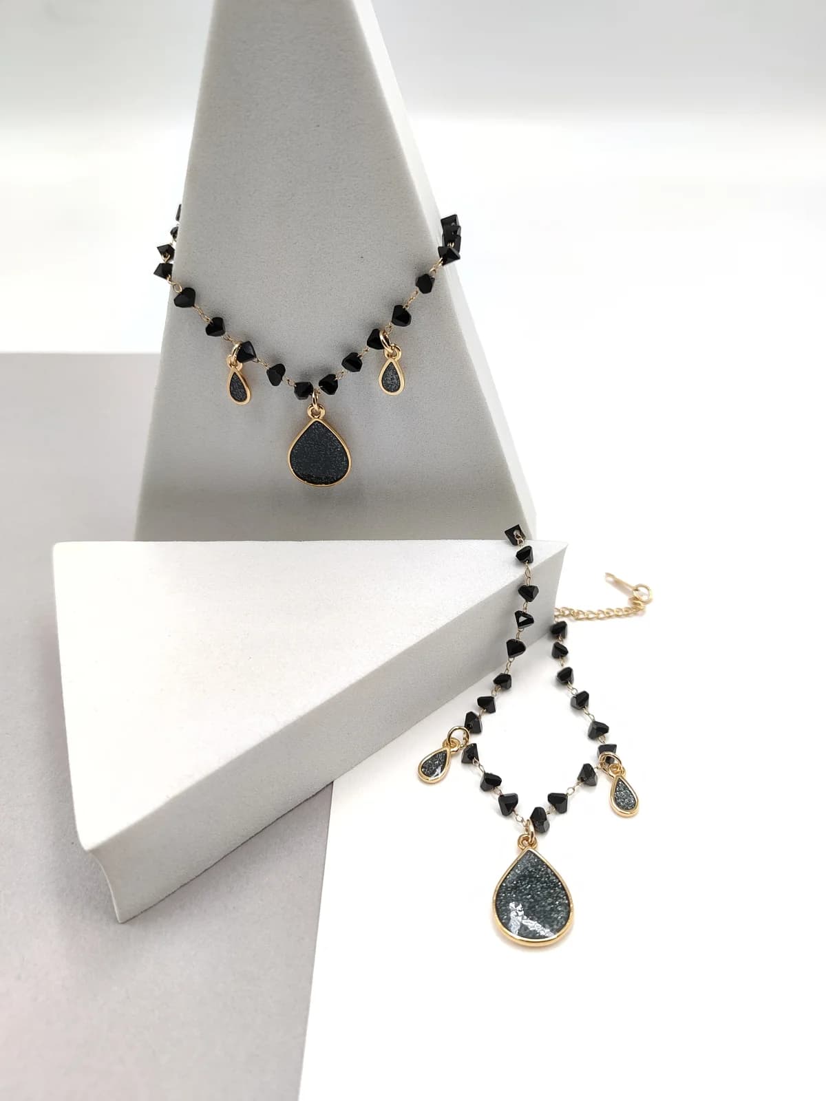 Stainless Steel Bracelet with Gold-Plated Details and Enamel by Magis Handmade Jewels