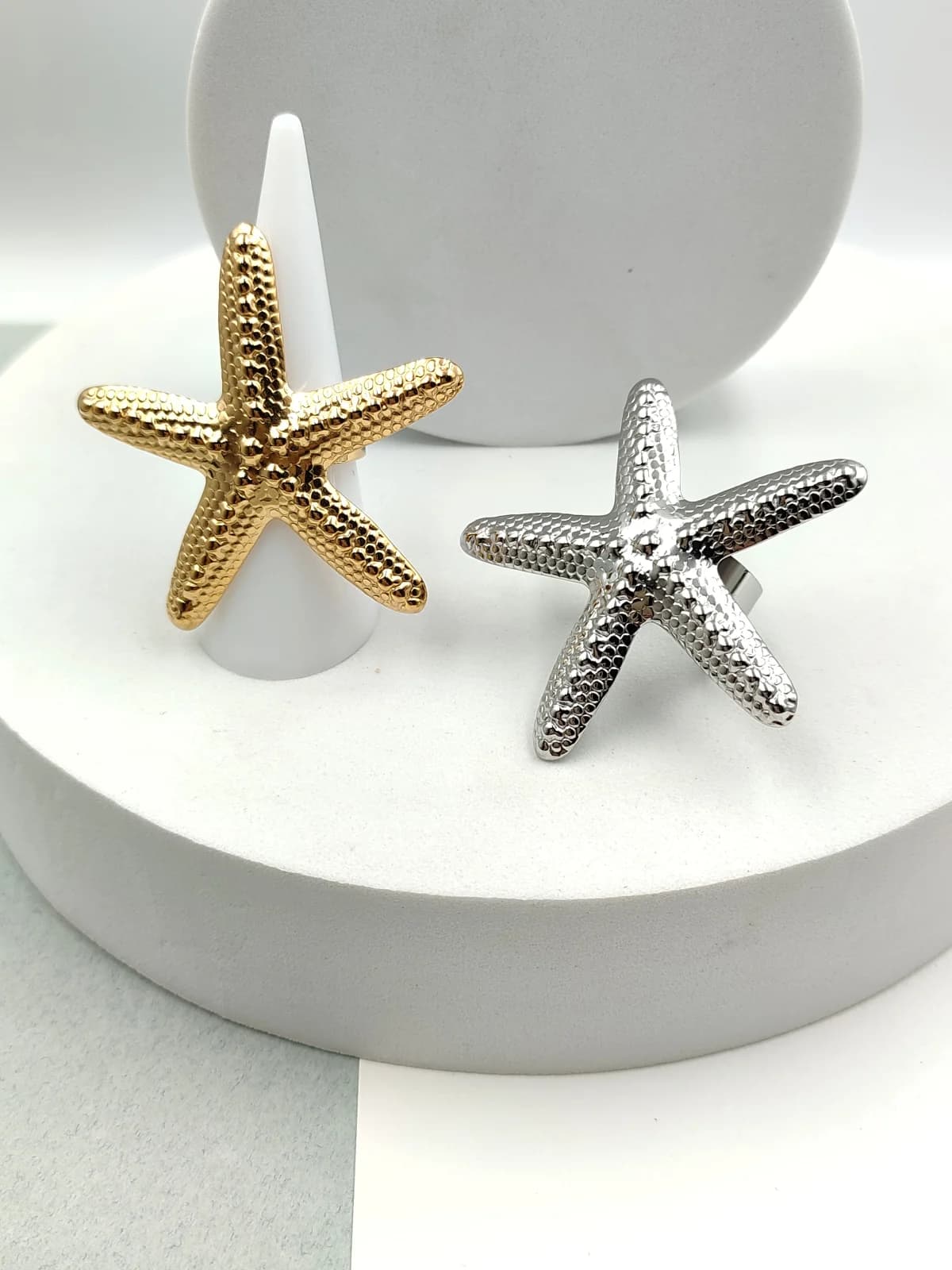 Stainless Steel Ring with Embossed Starfish by Magis Handmade Jewels