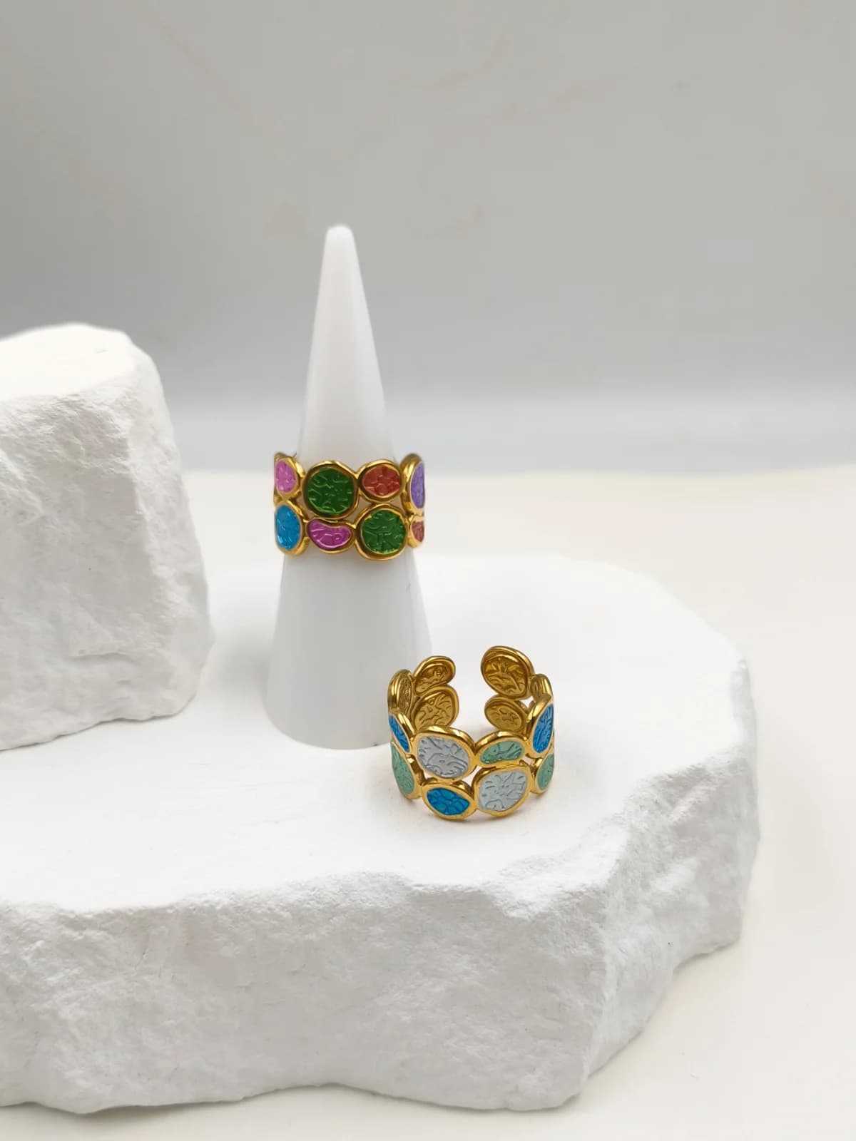 Stainless Steel Ring with Enamel by Magis Handmade Jewels