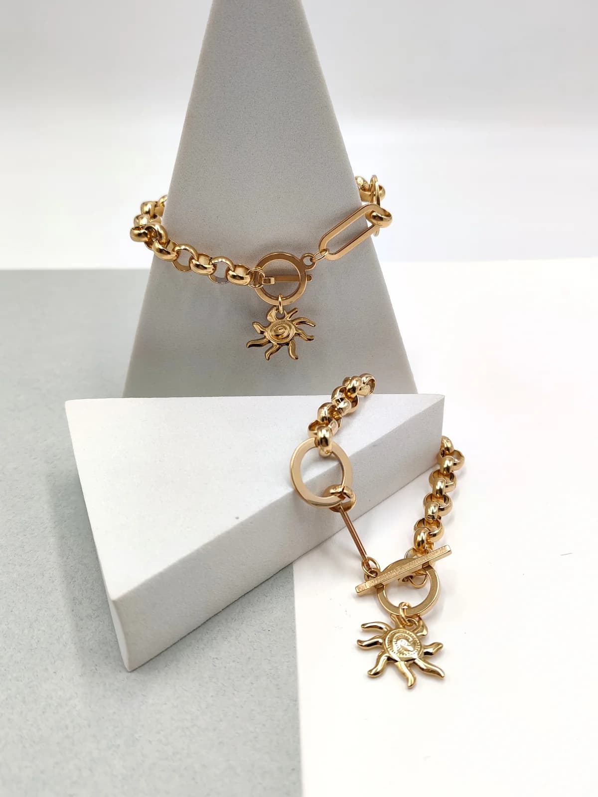 Stainless Steel Bracelet with Embossed Sun by Magis Handmade Jewels