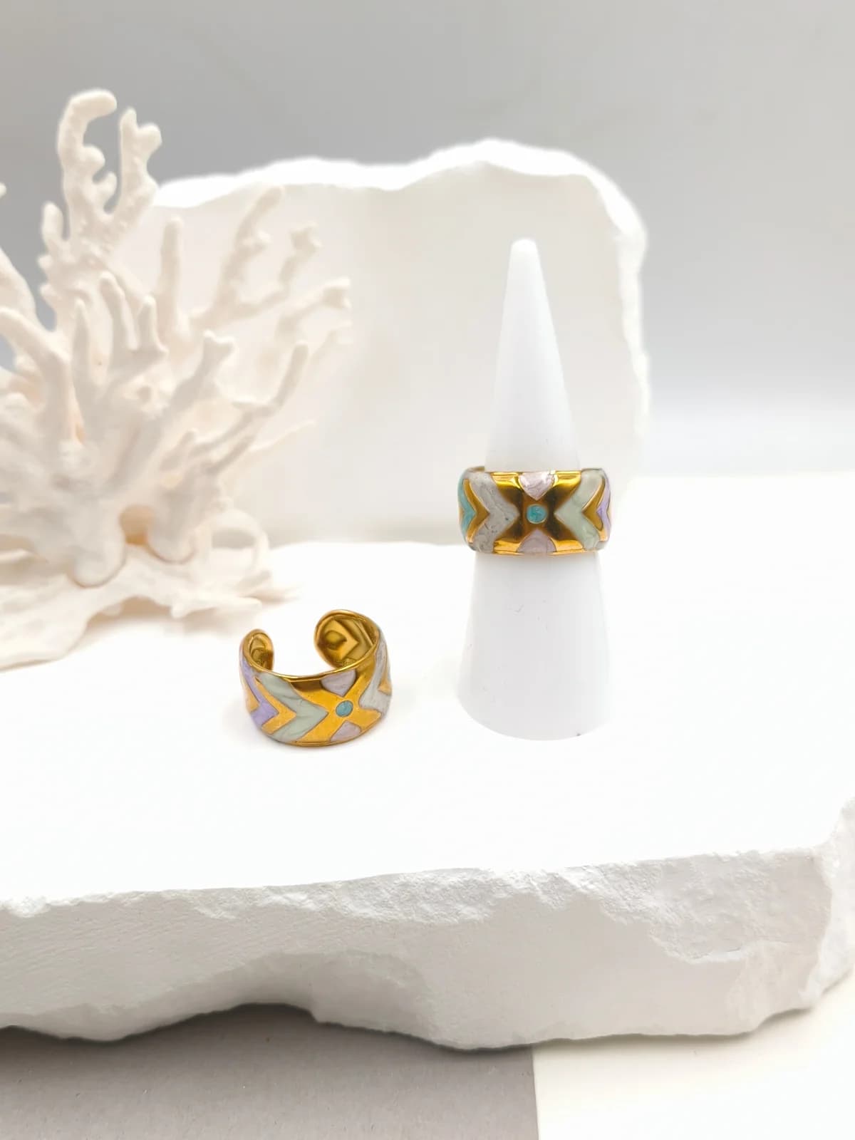 Stainless Steel Ring with Enamel by Magis Handmade Jewels