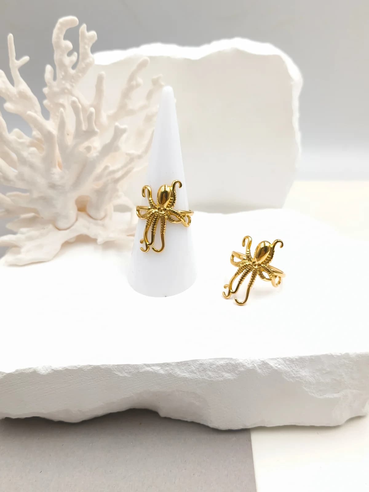 Stainless Steel Ring with Embossed Octopus by Magis Handmade Jewels