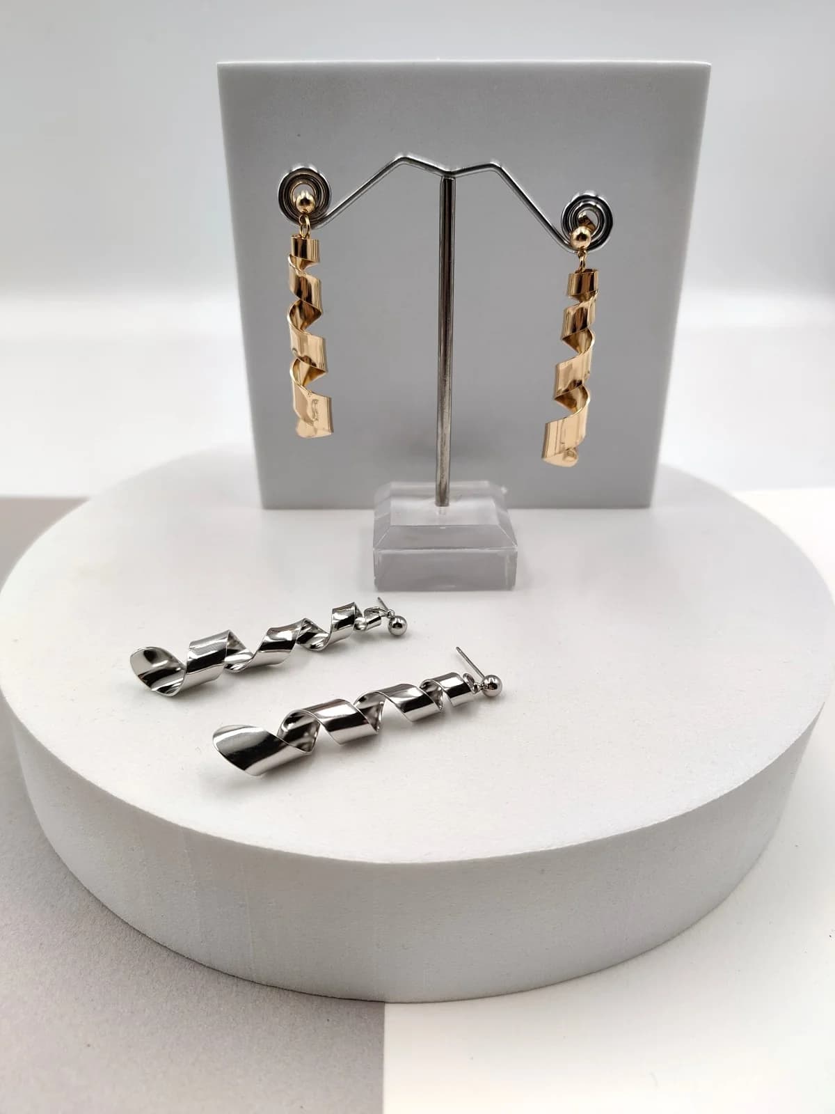 Stainless Steel Spiral Earrings by Magis Handmade Jewels