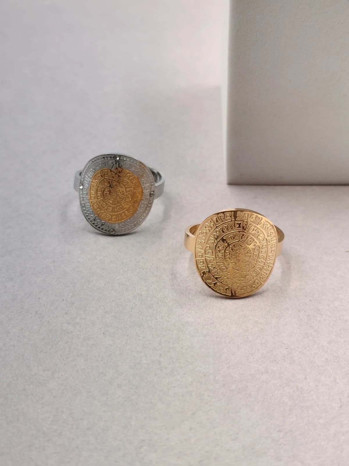 Stainless Steel Ring with Phaistos Disc by Magis Handmade Jewels