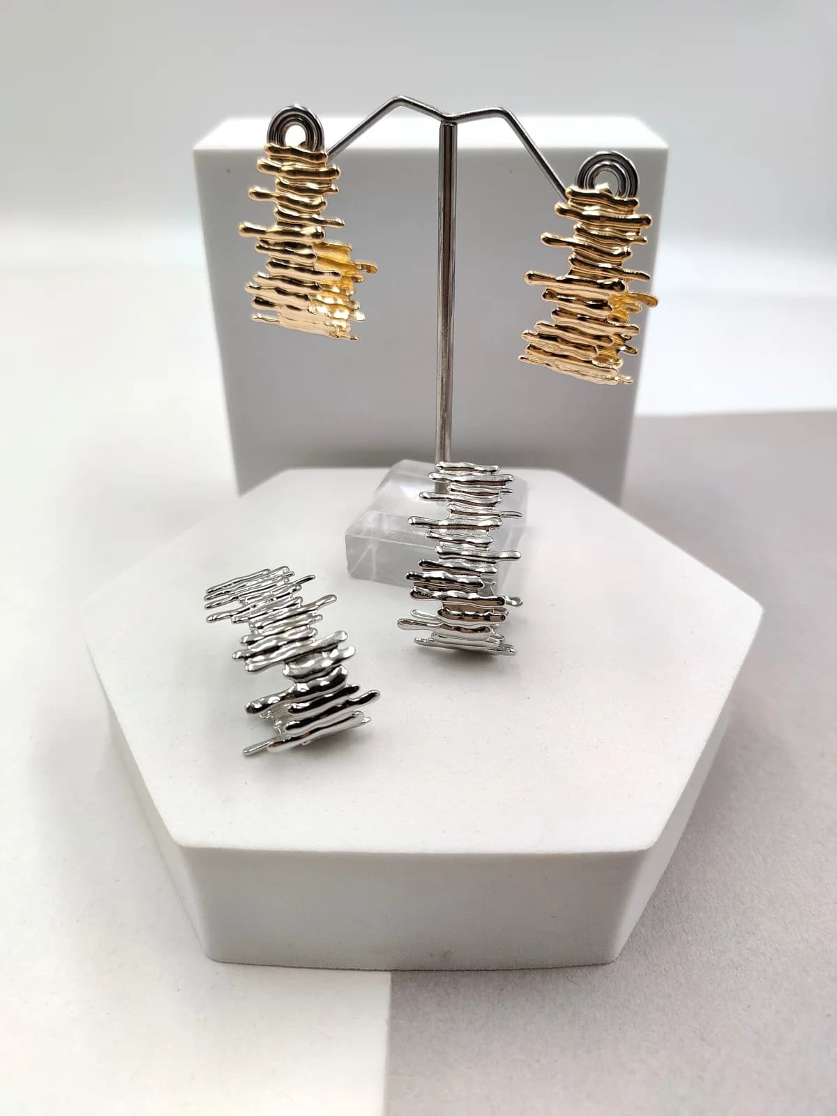 Stainless Steel Multi-Strand Hook Earrings by Magis Handmade Jewels