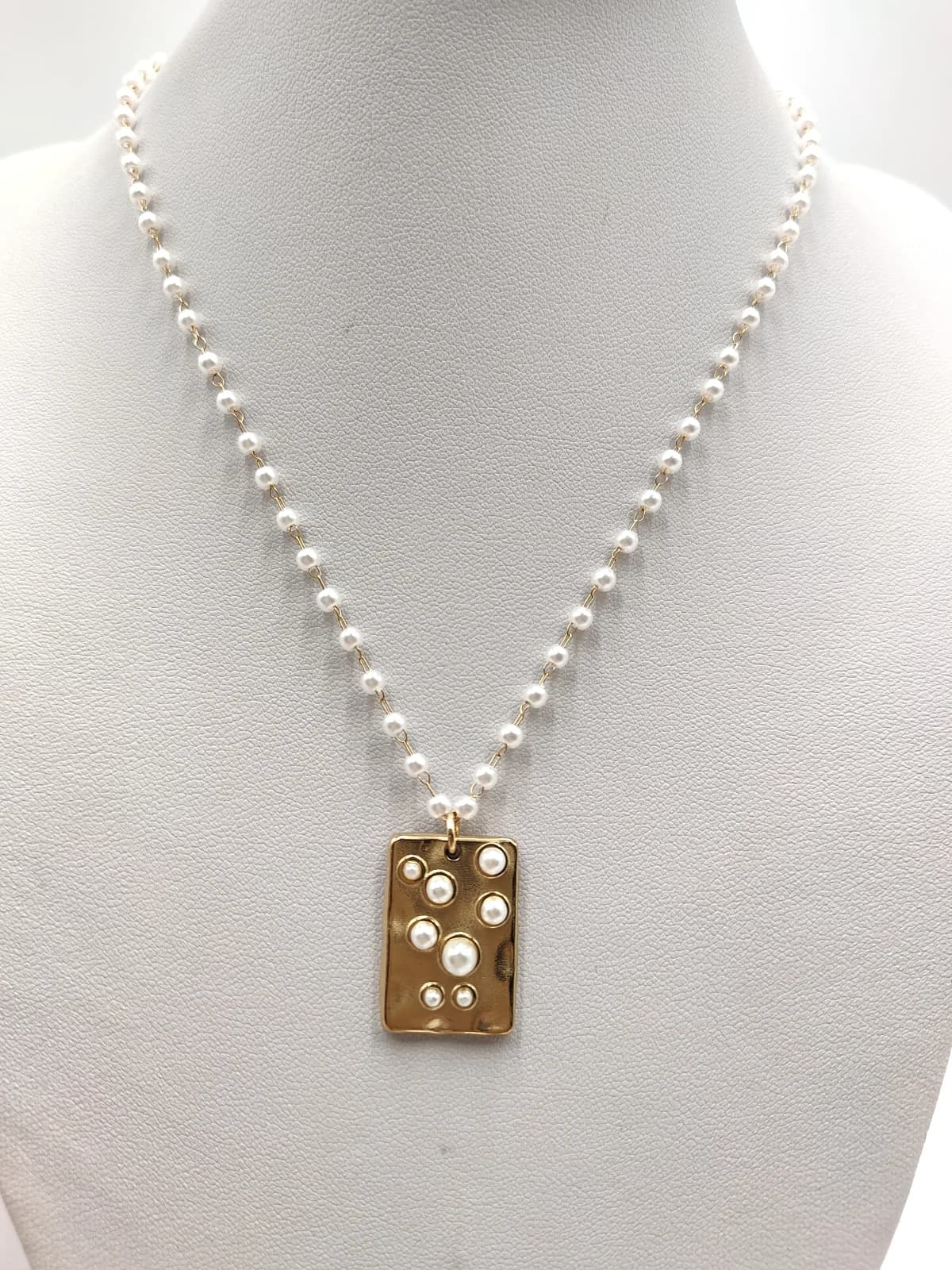Stainless Steel Necklace with Pearls by Magis Handmade Jewels
