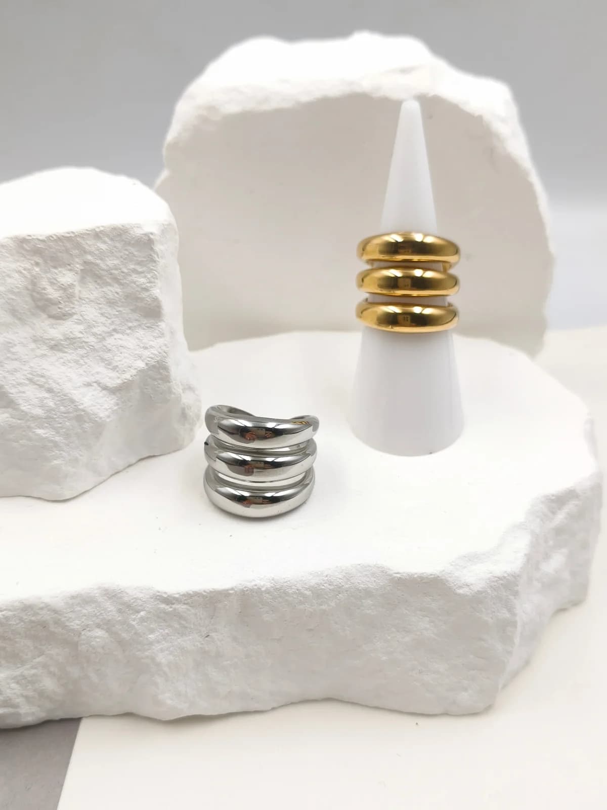 Stainless Steel Triple Ring by Magis Handmade Jewels
