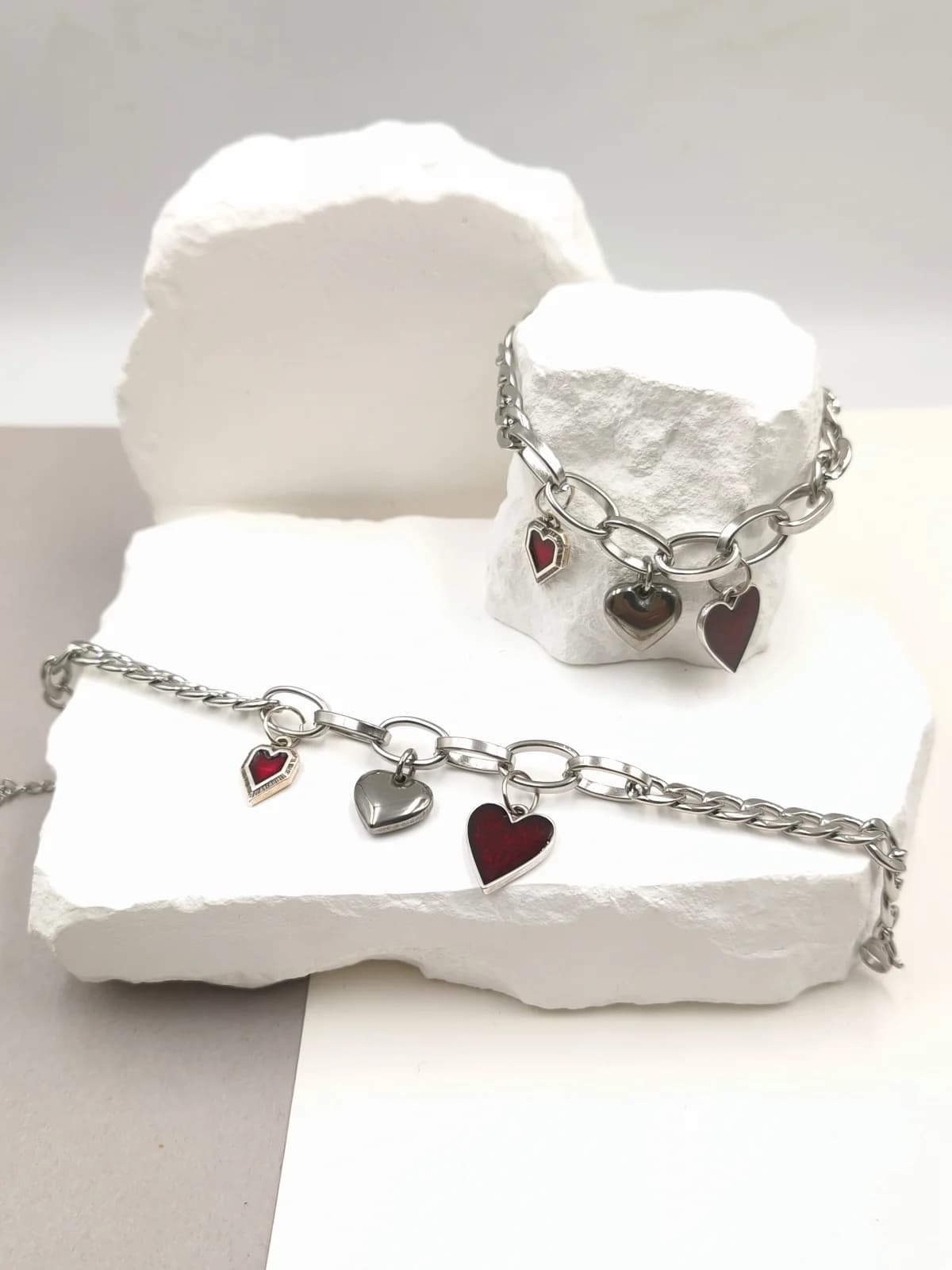 Stainless Steel Bracelet with Silver-Plated Details and Enamel by Magis Handmade Jewels