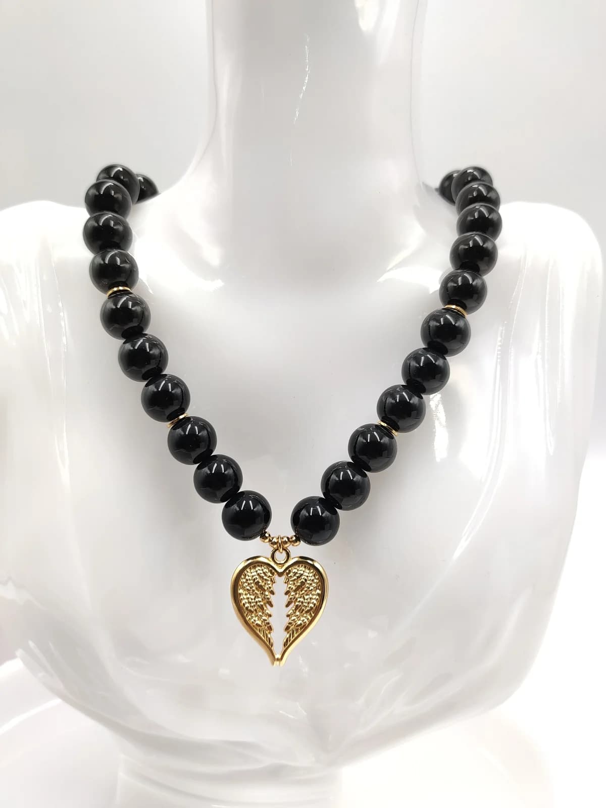 Necklace with Glass Beads and Gold-Plated Motif by Magis Handmade Jewels